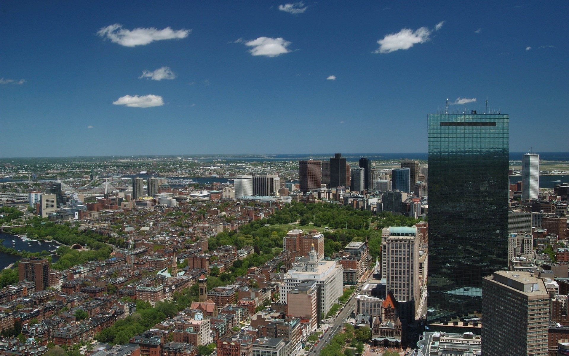 1920x1200  Wallpaper boston, building, skyscraper, view from above