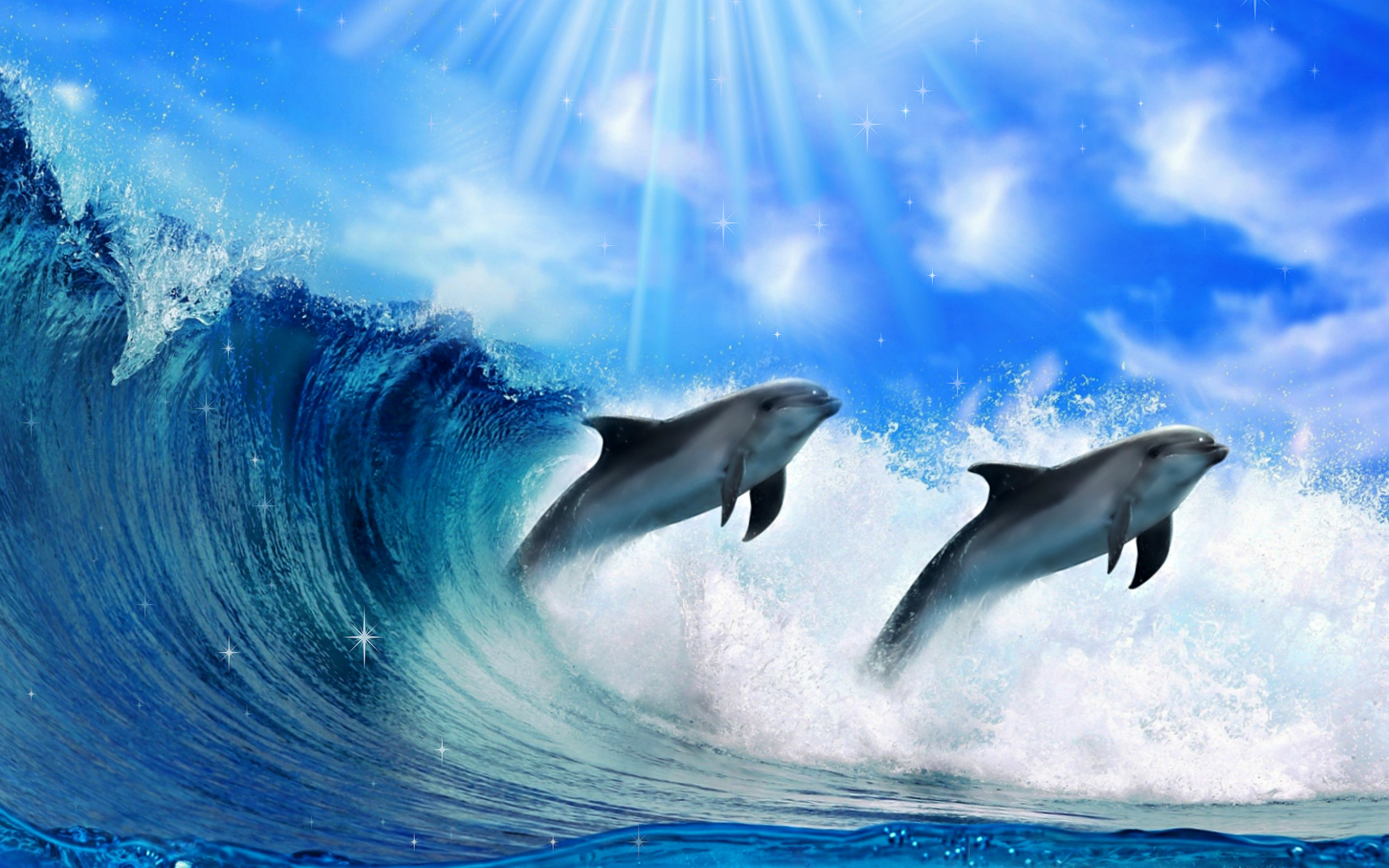 2560x1600 Dolphins In The Surf Wide Desktop Background Â· Dolphin HD Wallpapers ...
