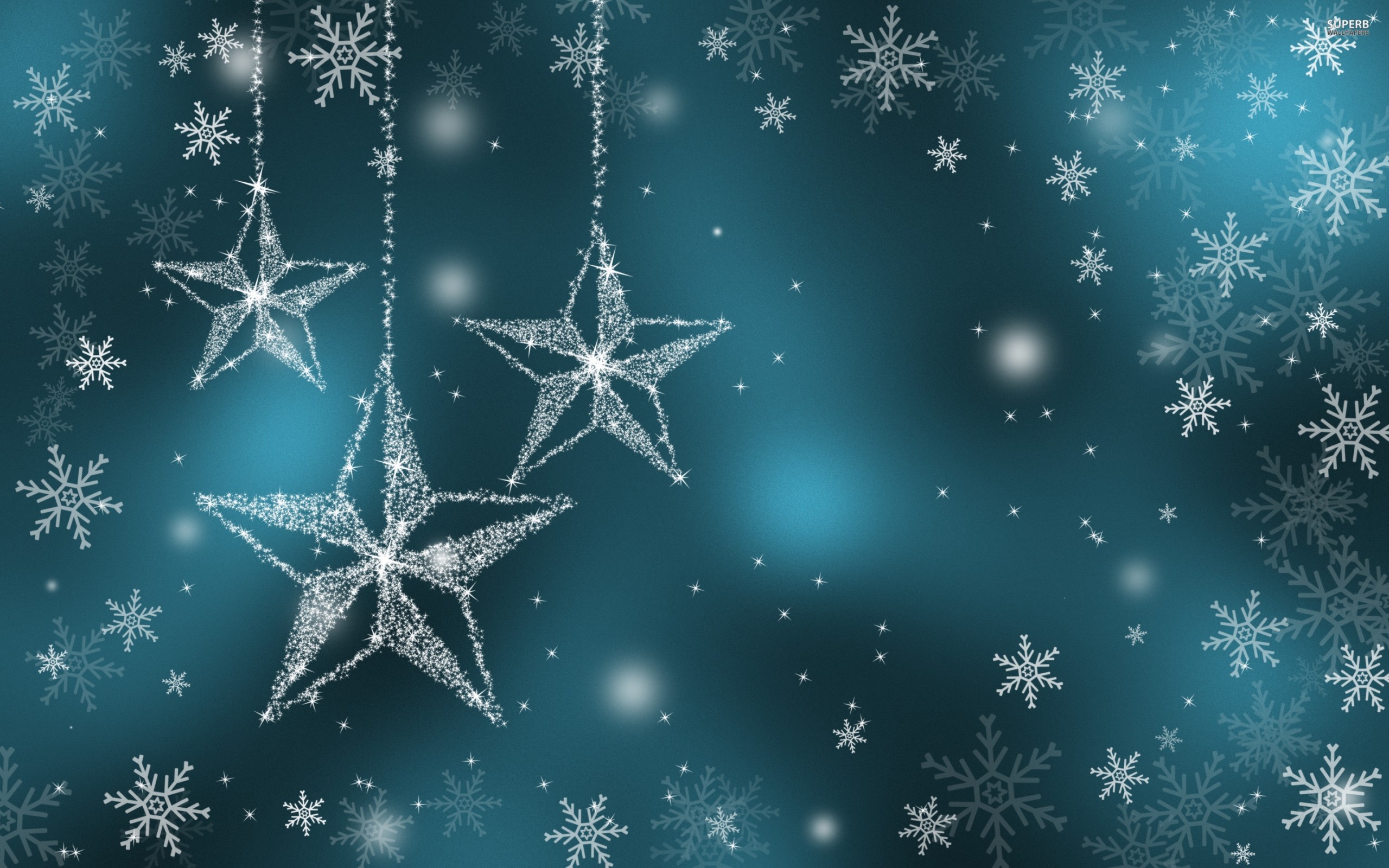 2560x1600 Sparkling Blue Stars and Snowflakes