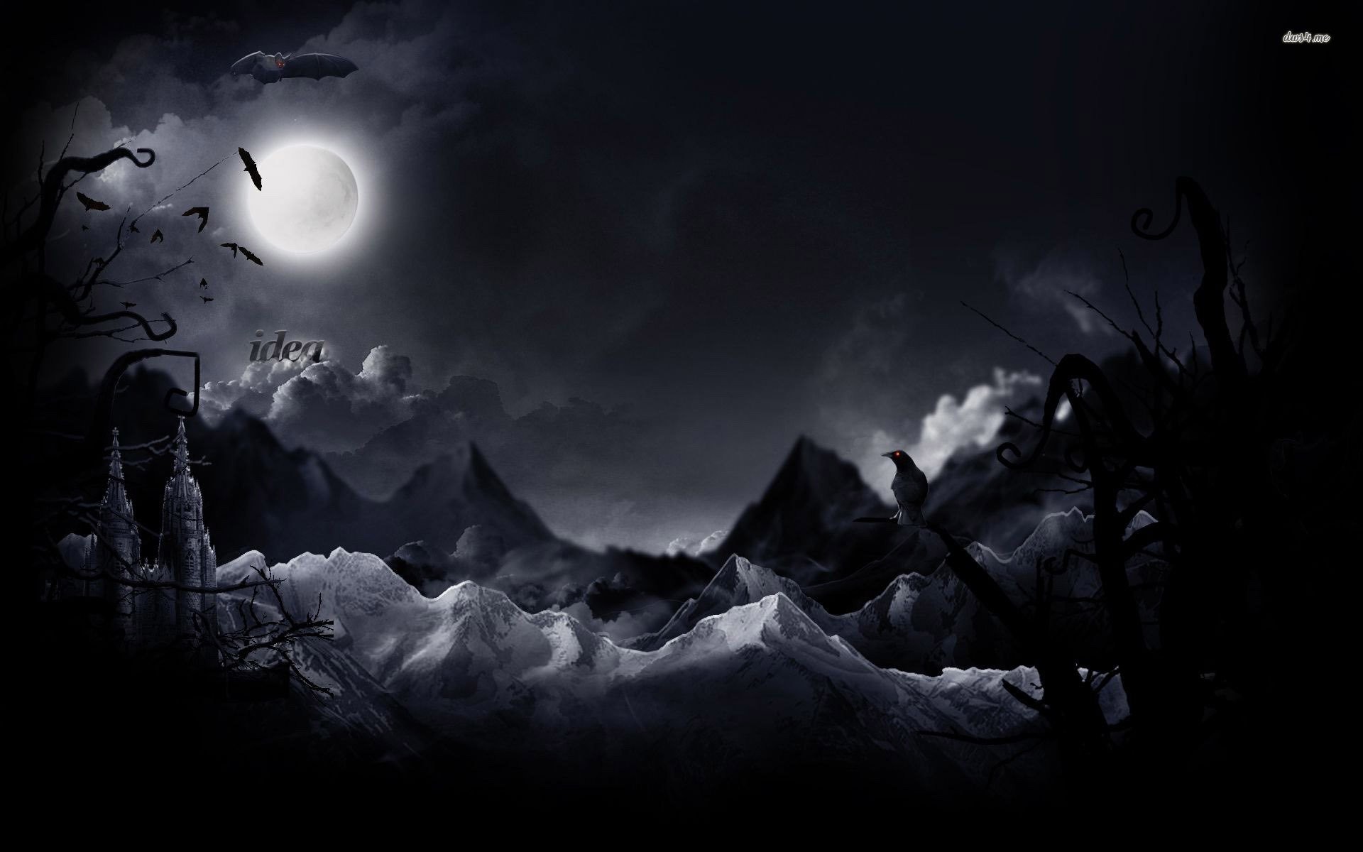 1920x1200 night-moon-mountain-castle-raven.jpg (1920Ã1200) | Lighting Conceptual --  ANTIGONE | Pinterest | Wallpaper and Dark