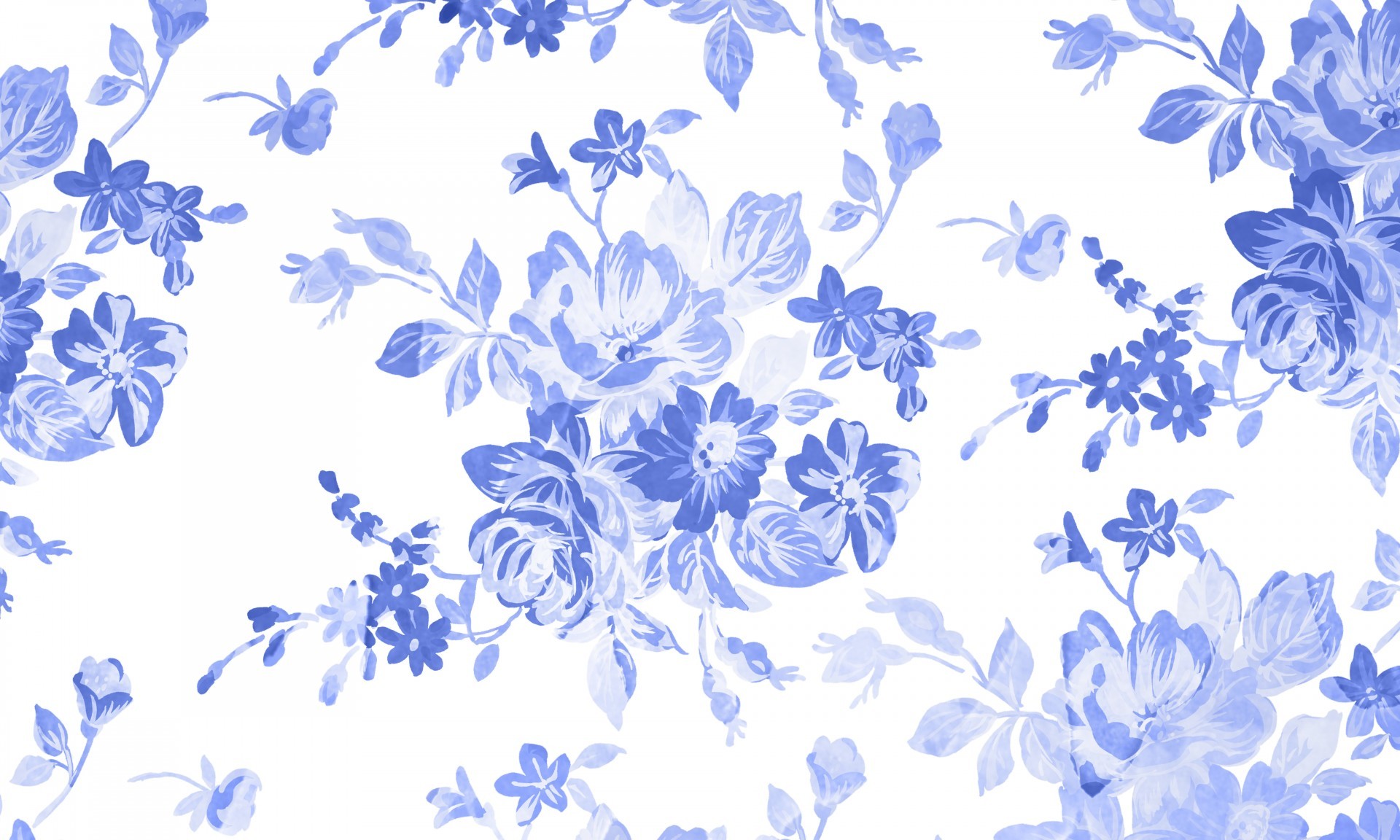 1920x1152 Blue Floral Watercolor Background