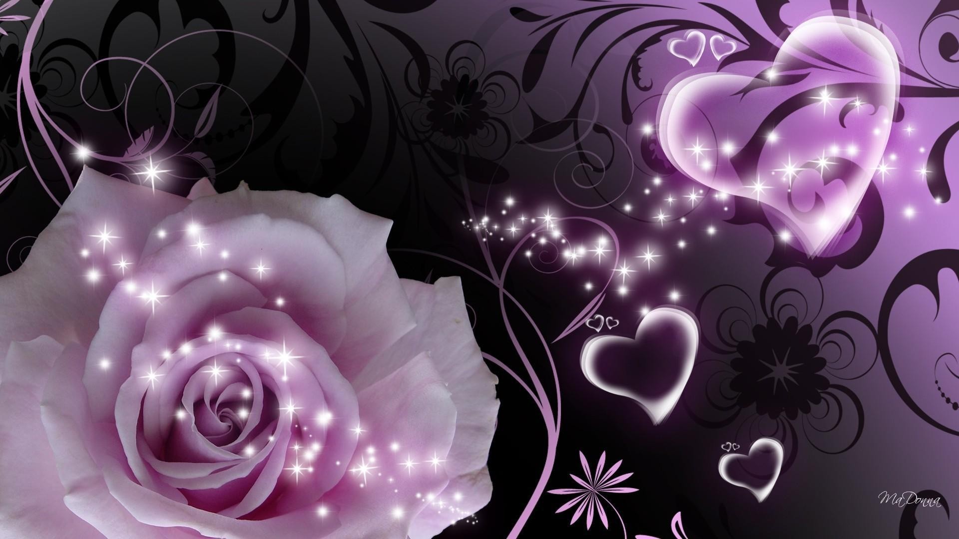 1920x1080 Purple rose and heart a beautiful picture