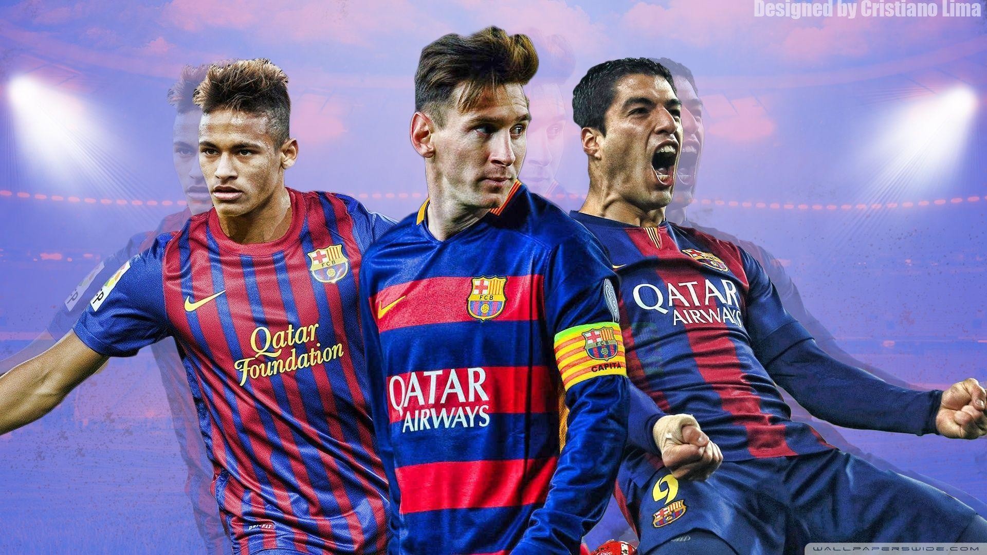 1920x1080 Barcelona Trio - Messi, Suarez and Neymar HD desktop wallpaper .