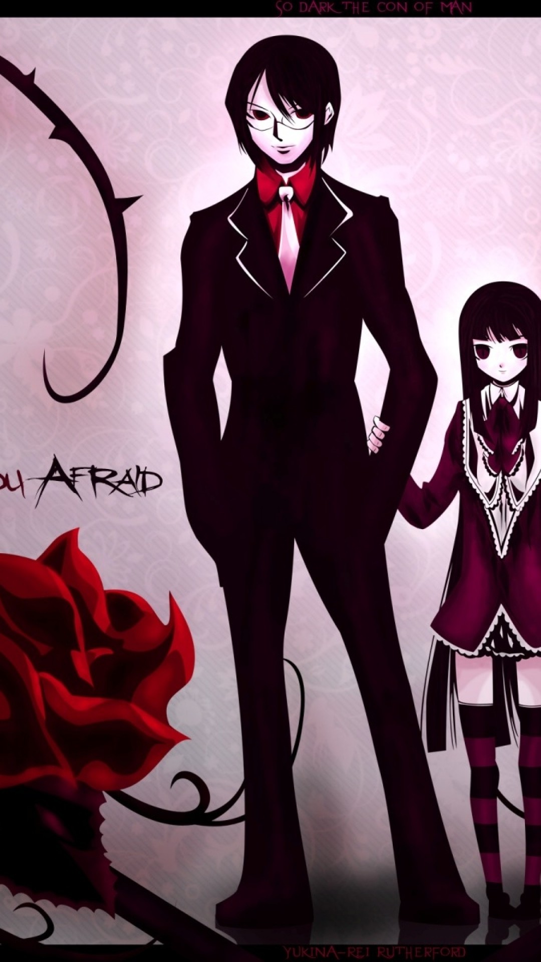 1080x1920  Wallpaper boy, dark anime, girl, rose, background