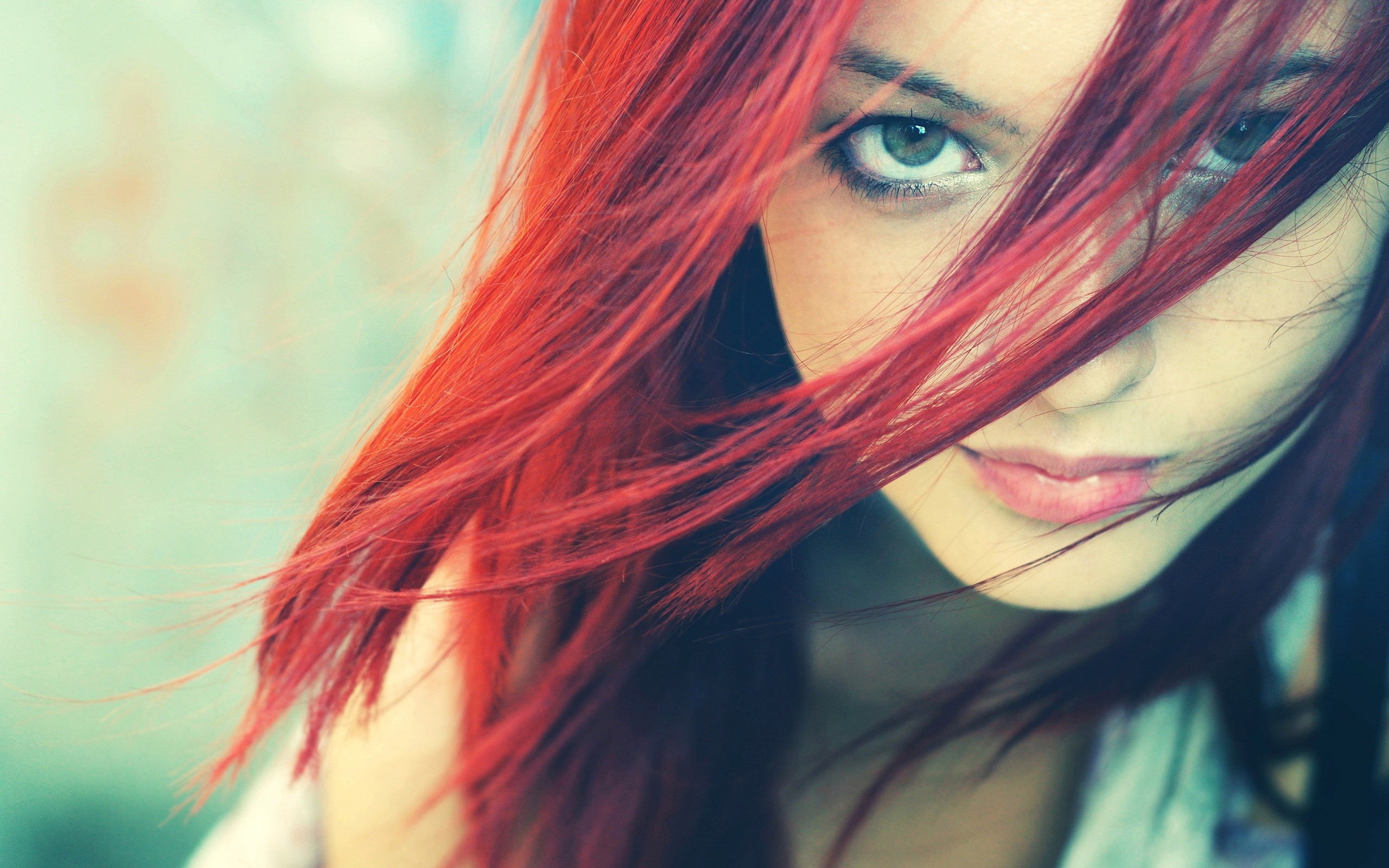 2560x1600 Red hair pretty girl face wallpaper