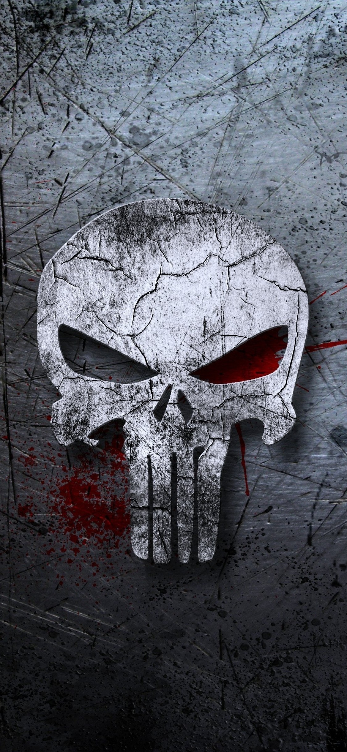 1125x2436 Punisher, Skull, Stratches