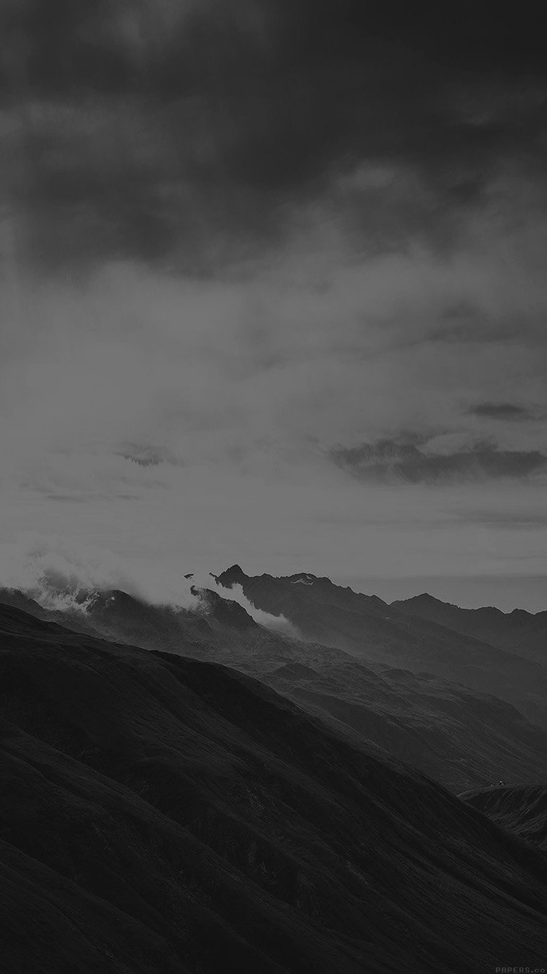 1080x1920 Mountain Art Fog Nature Dark Bw iPhone 6 wallpaper