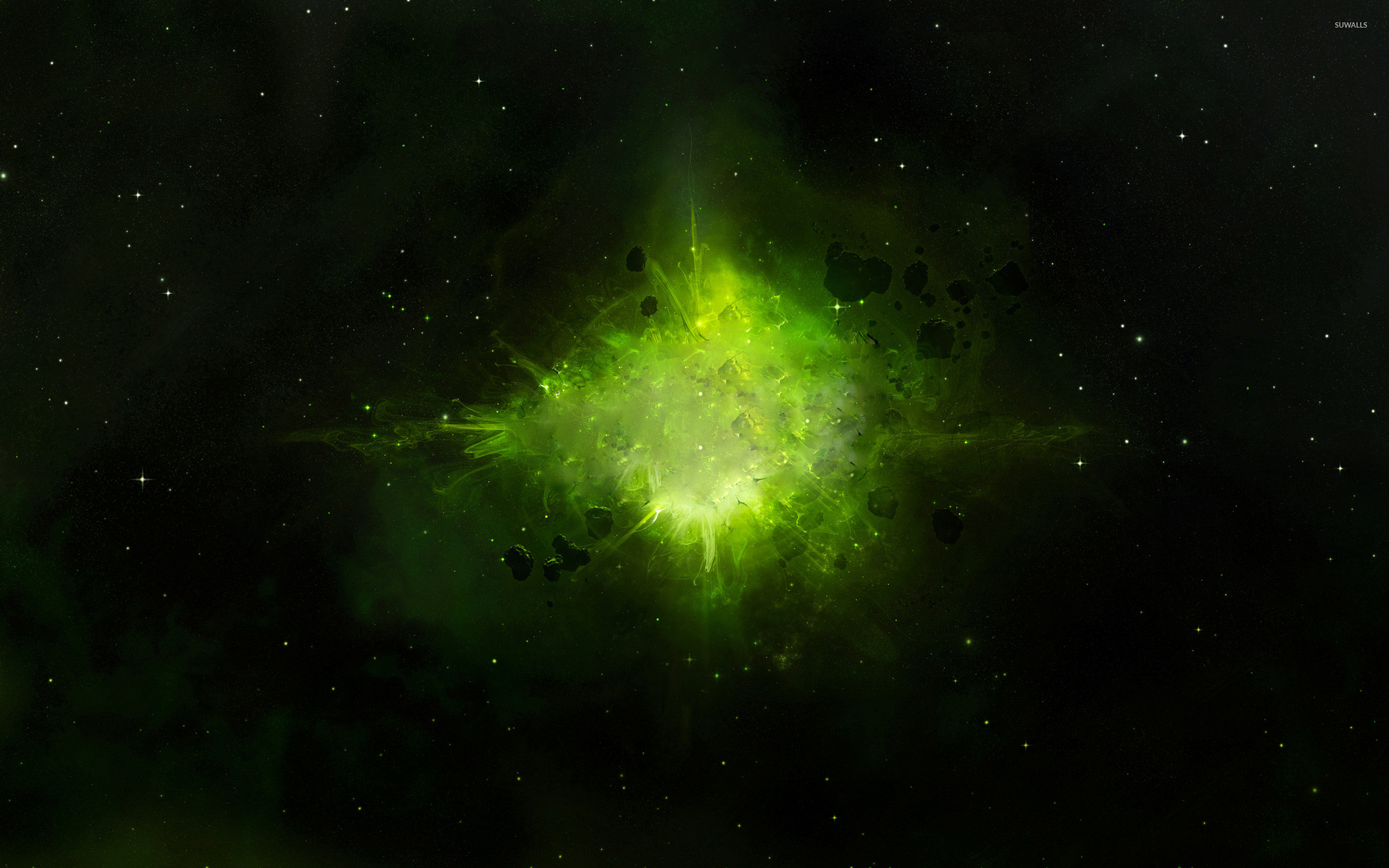 2560x1600 Green explosion in space wallpaper