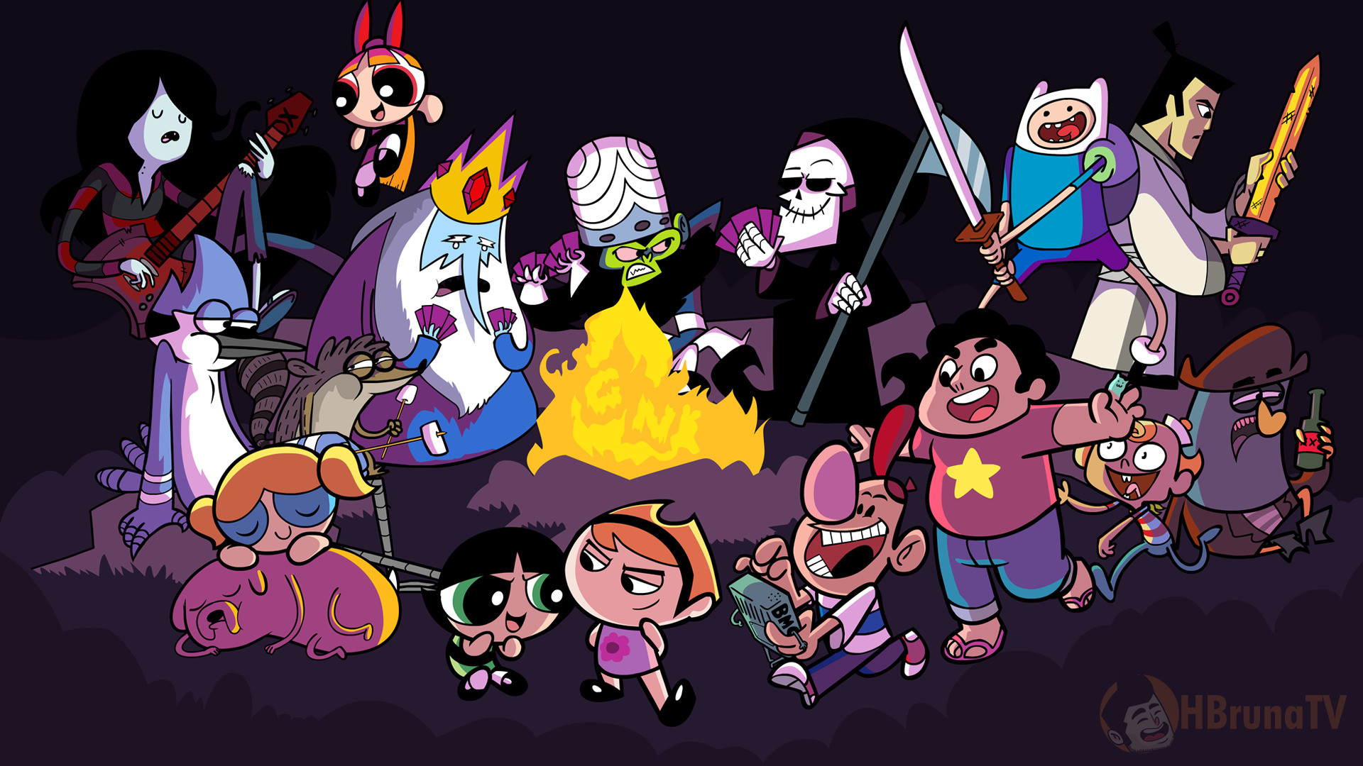 1920x1080 Adventure Time, Steven Universe, The Grim Adventures of Billy and Mandy,  Powerpuff Girls