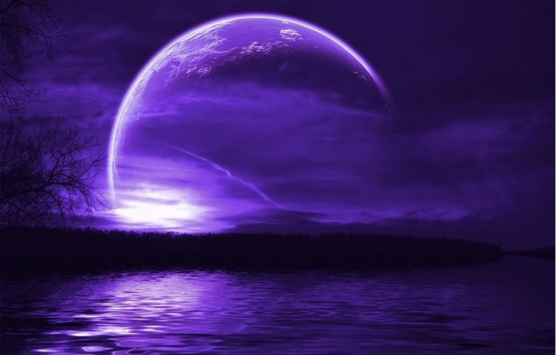 1922x1229 beautiful night purple moon.