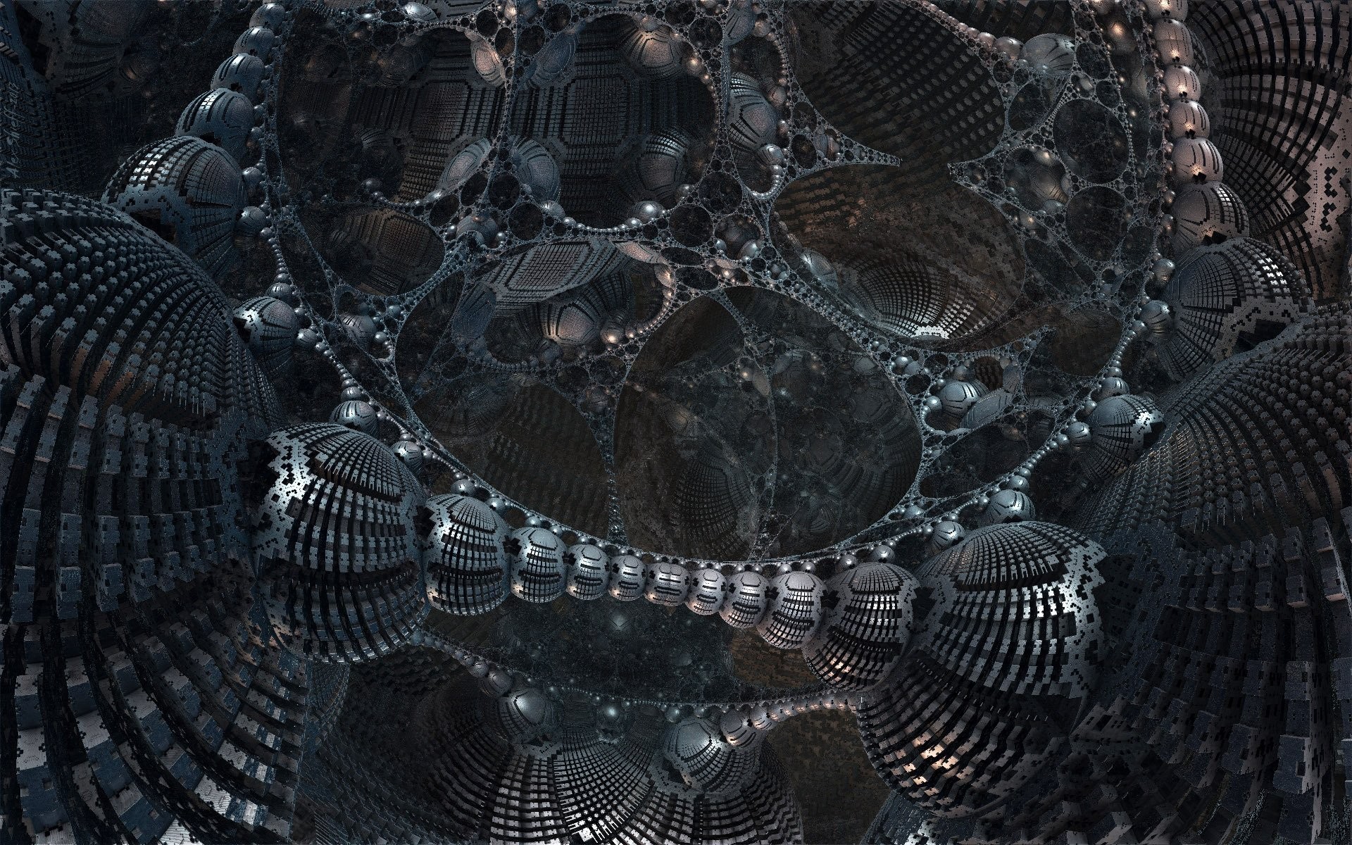 1920x1200 3d fractal the structure construction metal fiction abstract