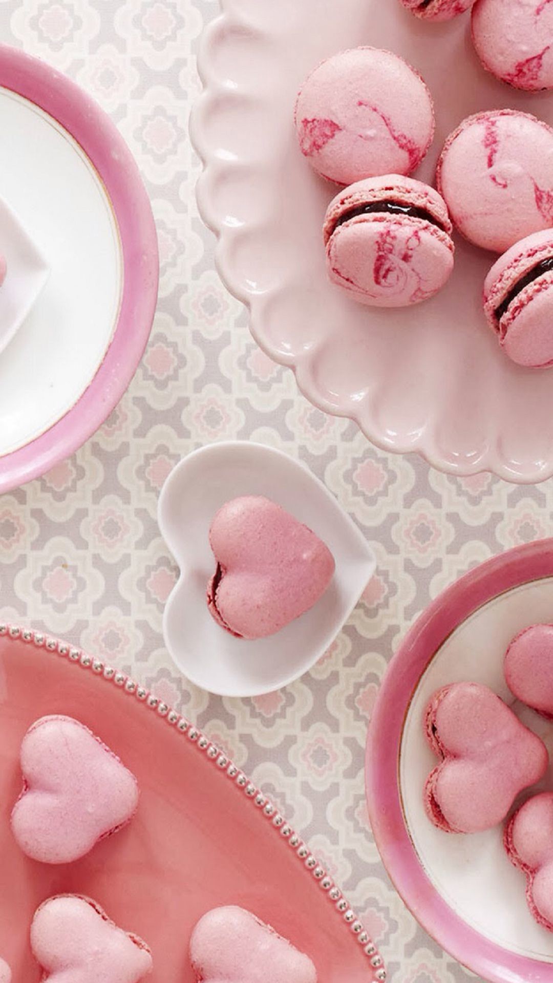 1080x1920 Pink Heart Macarons Android Wallpaper ...