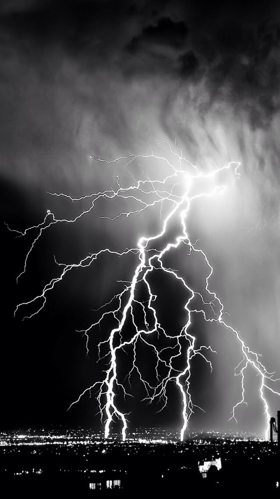 1080x1920 Storm Lightening Over City #iPhone #7 #wallpaper
