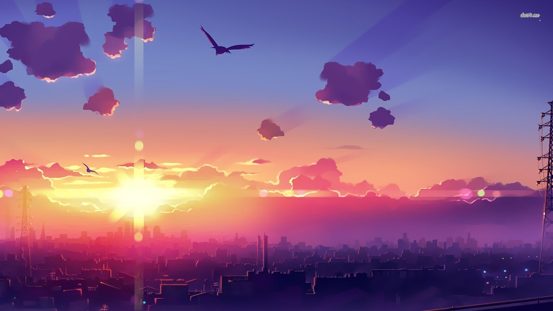 1920x1080 Amazing sunset above the city wallpaper - Anime wallpapers - #41068