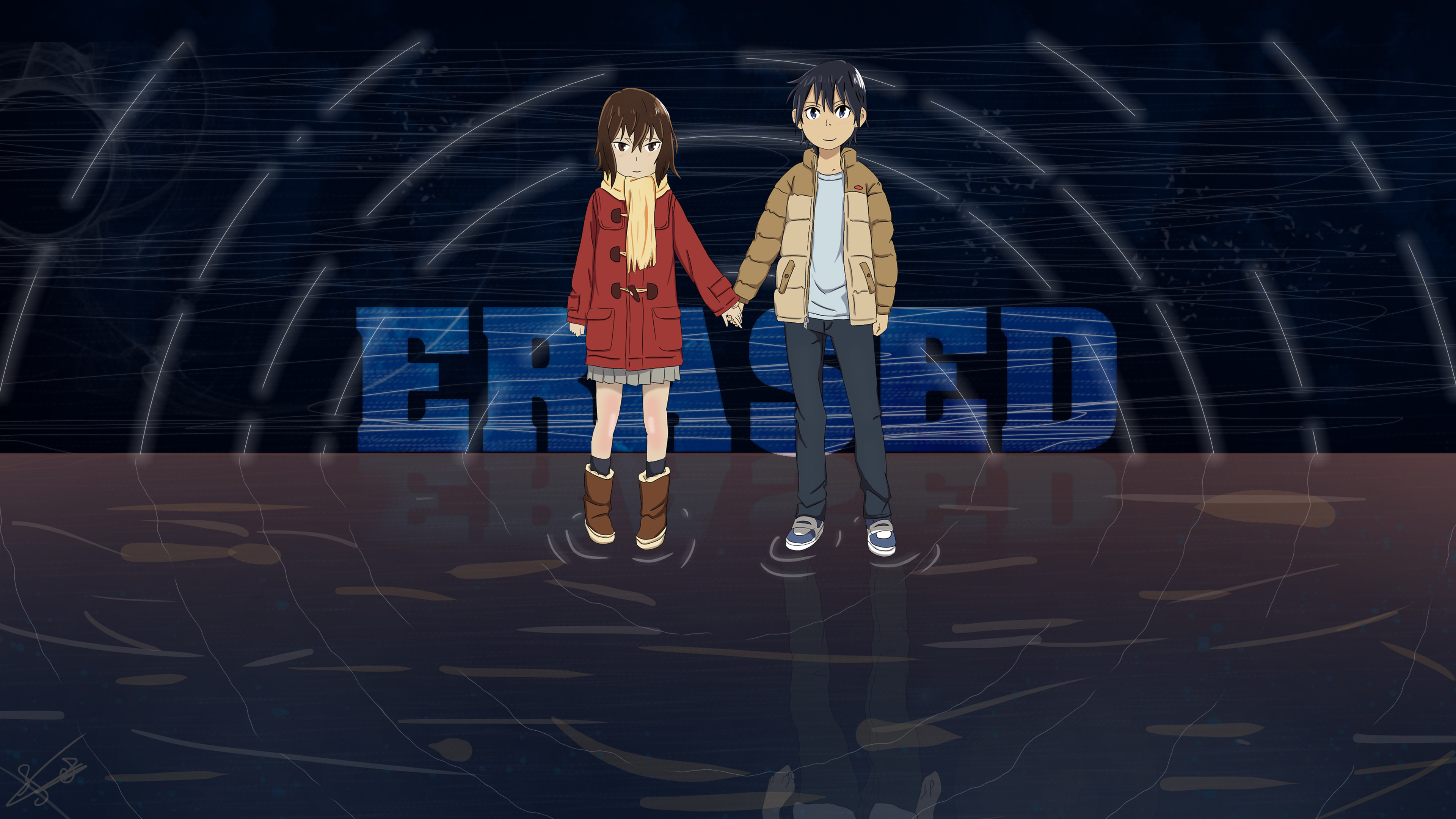3840x2160 Anime - ERASED Satoru Fujinuma Kayo Hinazuki Bakgrund
