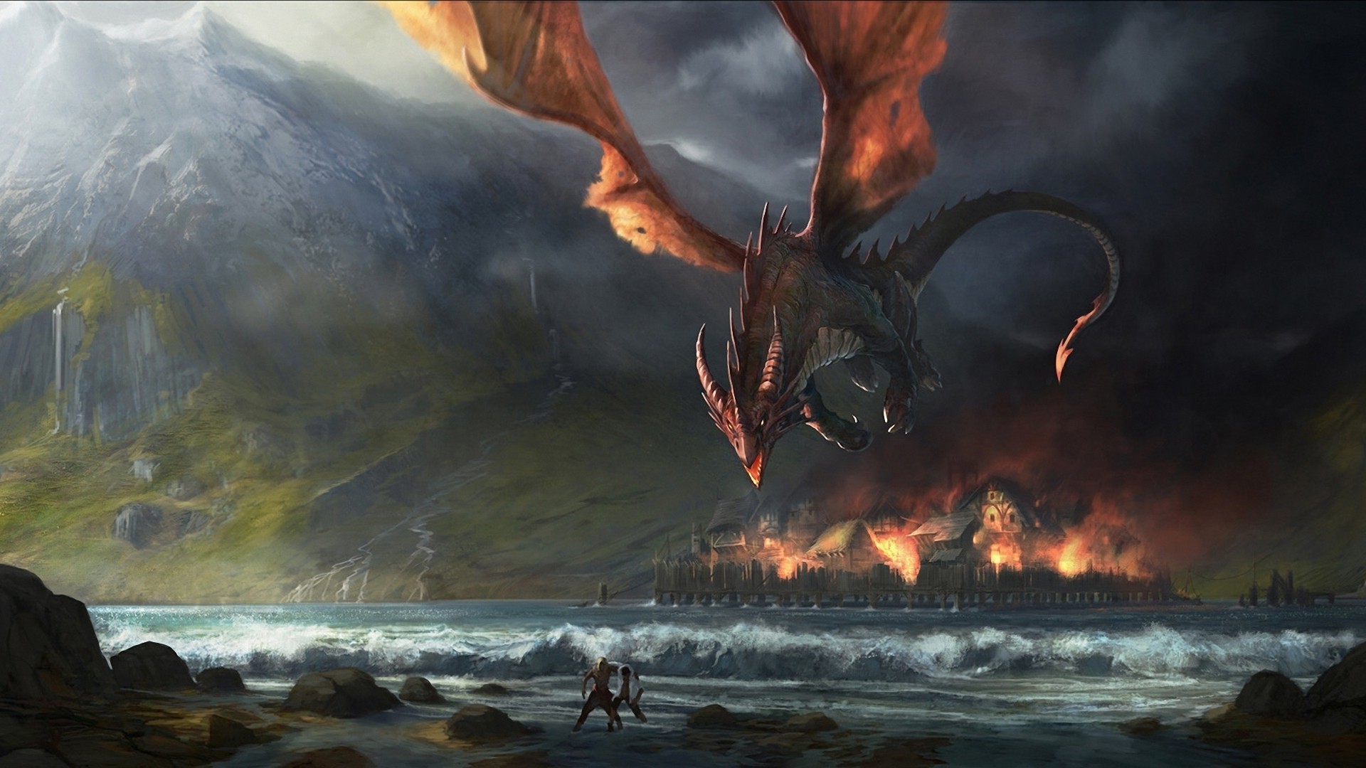 1920x1080 J. R. R. Tolkien, Fantasy Art, Dragon, The Hobbit, Smaug, The Lord Of