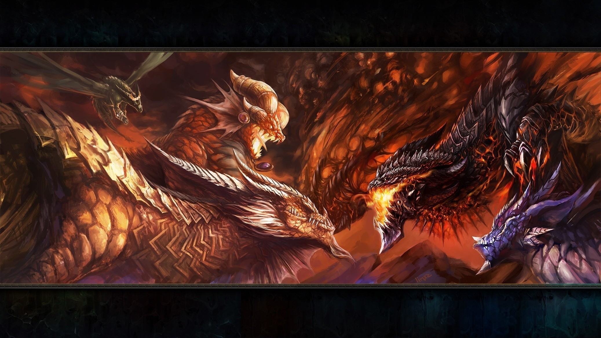 2075x1168 World of warcraft artwork deathwing dragons fantasy art wallpaper