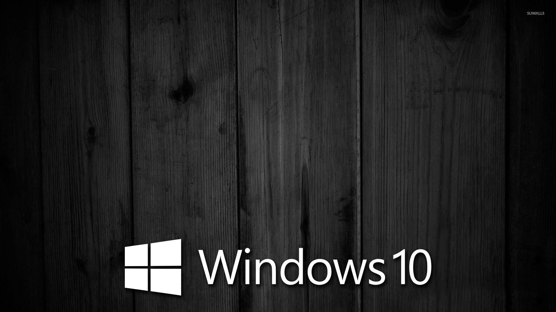1920x1080 Windows 10 on black wooden panels [6] wallpaper