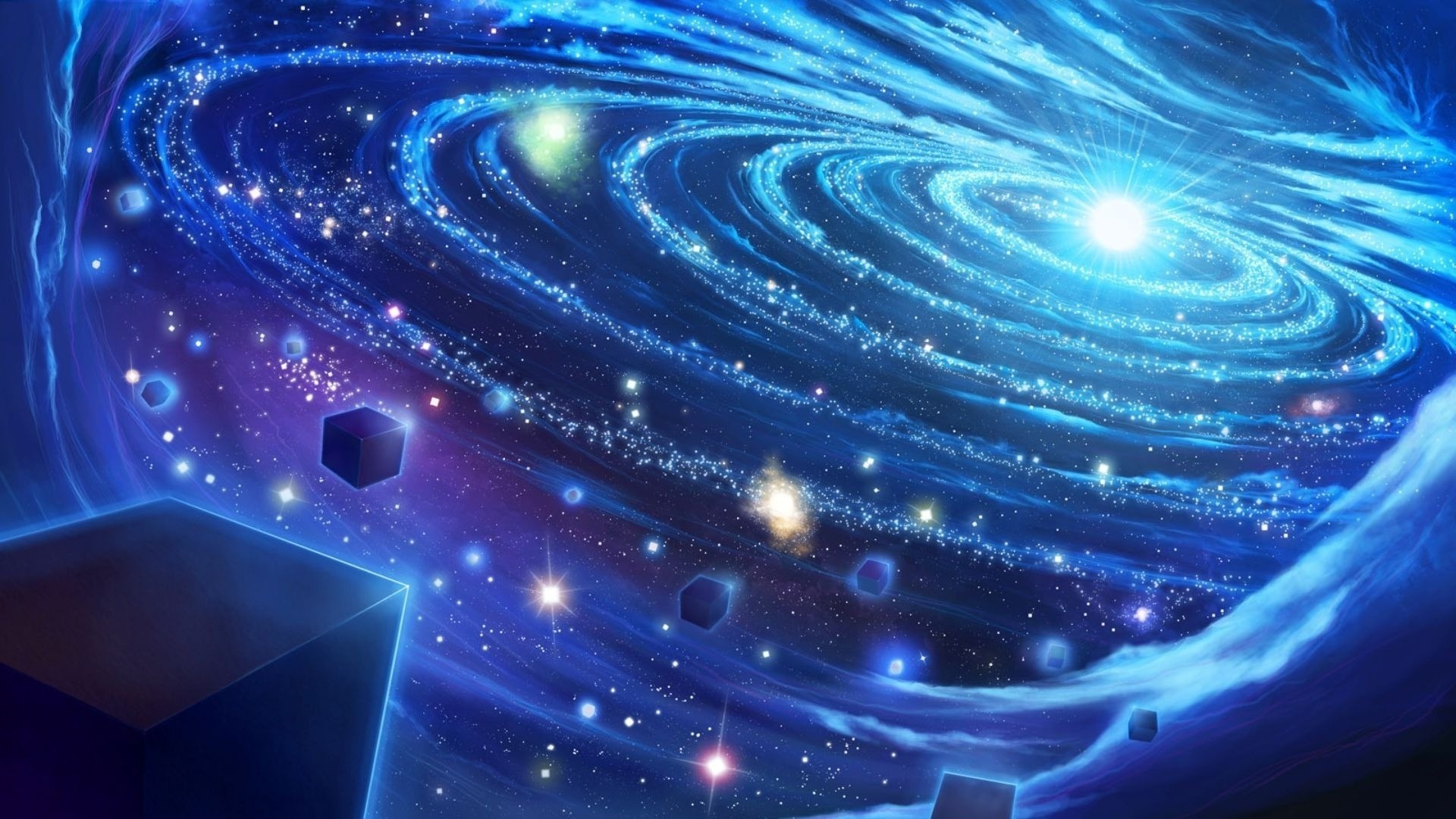 1920x1080 Light Blue Galaxy Space Wallpapers