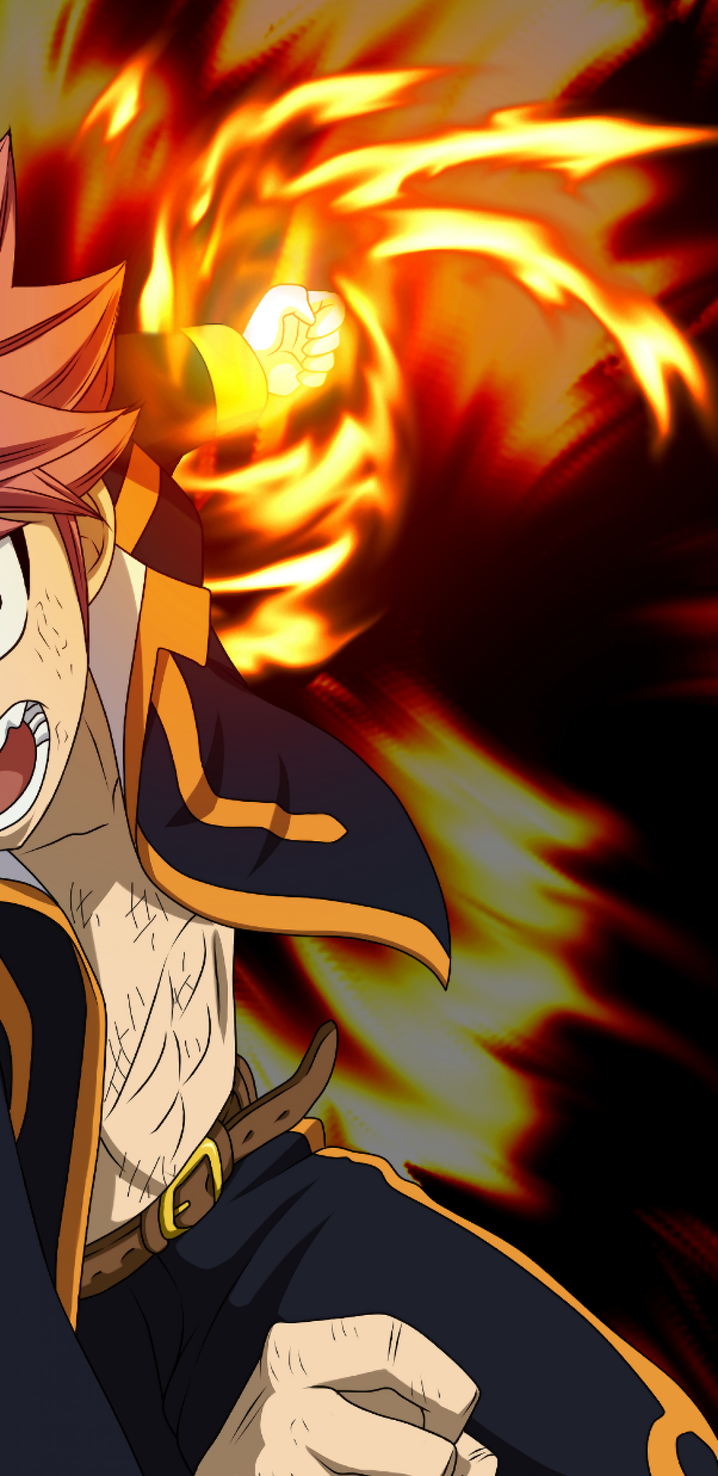 1440x2960 Fairy Tail, Natsu Dragneel, Attack, Flames