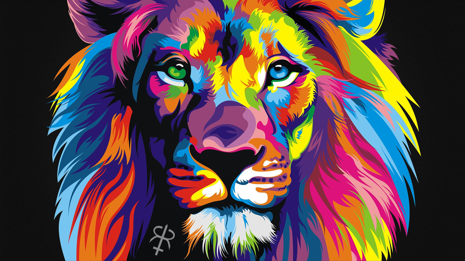 1920x1080 Rainbow Lion HD Wallpaper