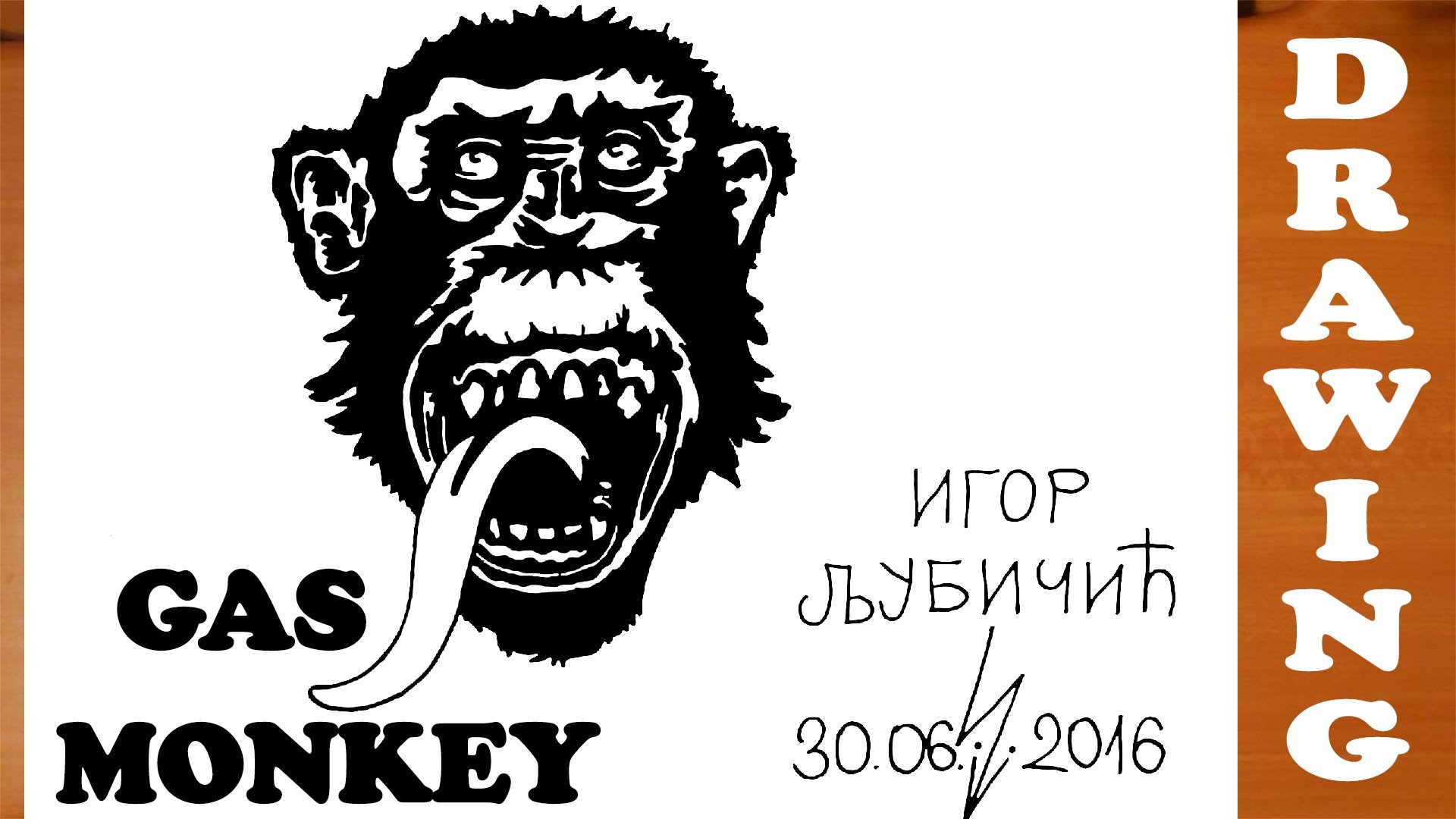 1920x1080 How to Draw a Chimpanzee Monkey Easy for Kids and color - Gas Monkey Garage  Logo | #MrUsegoodART - YouTube