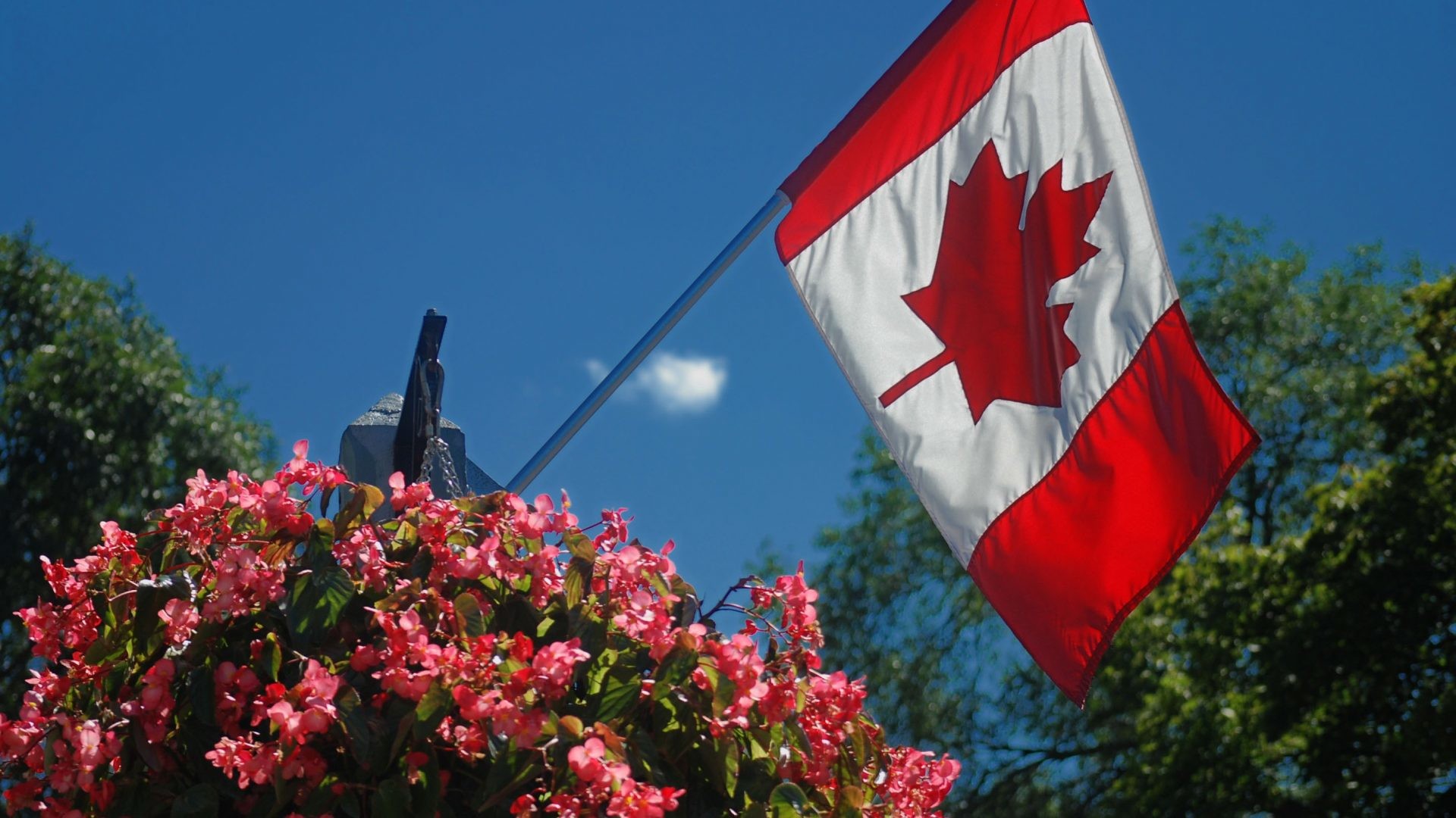 1920x1080 Flag Tag - Sky Flowers Flag Canada Summer Wallpaper Download Hd for HD 16:9