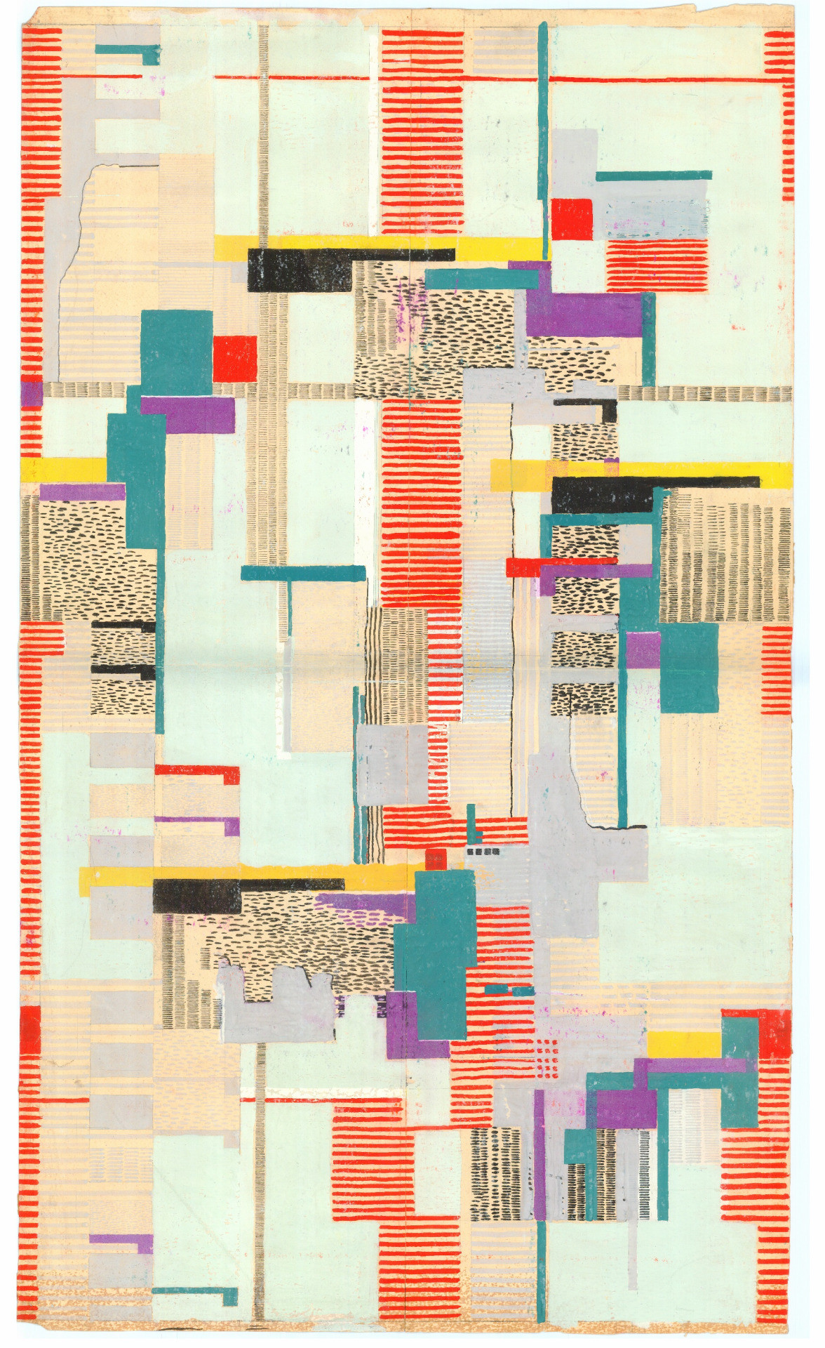 1176x1920 Arne Jacobsen, design drawing, textile or wallpaper, 1950s-60s. Denmark.