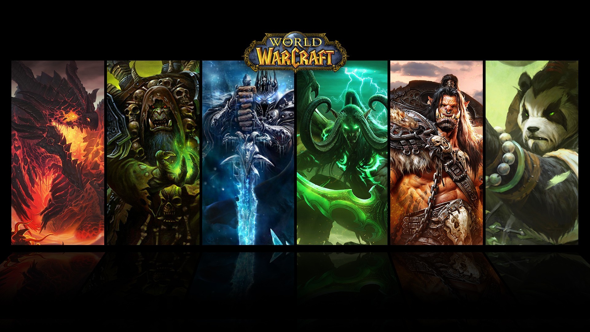 1920x1080 General  World of Warcraft Deathwing Arthas Gul'dan Illidan  Stormrage grommash hellscream Warcraft collage