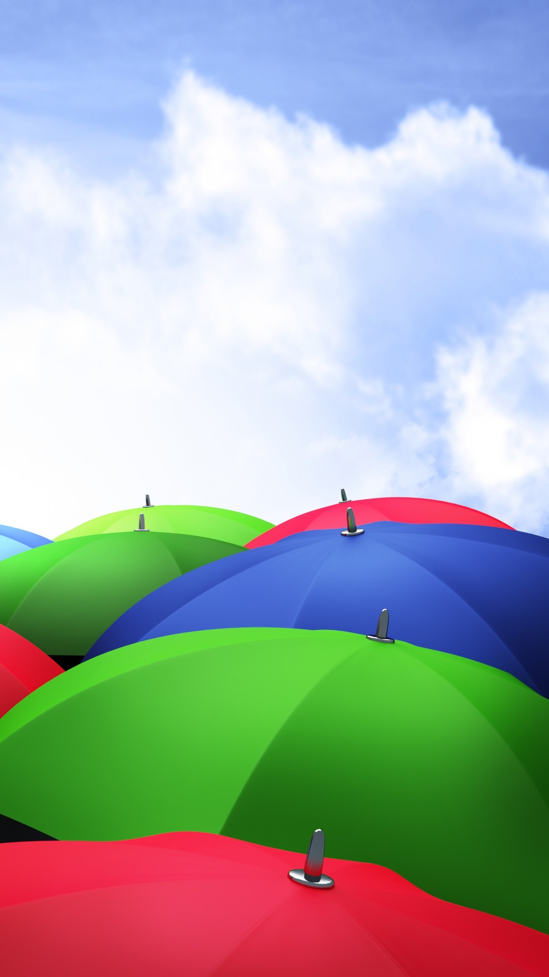 1080x1920 Umbrellas 3d Sky Clouds Colorful #iPhone #6 #plus #Wallpaper