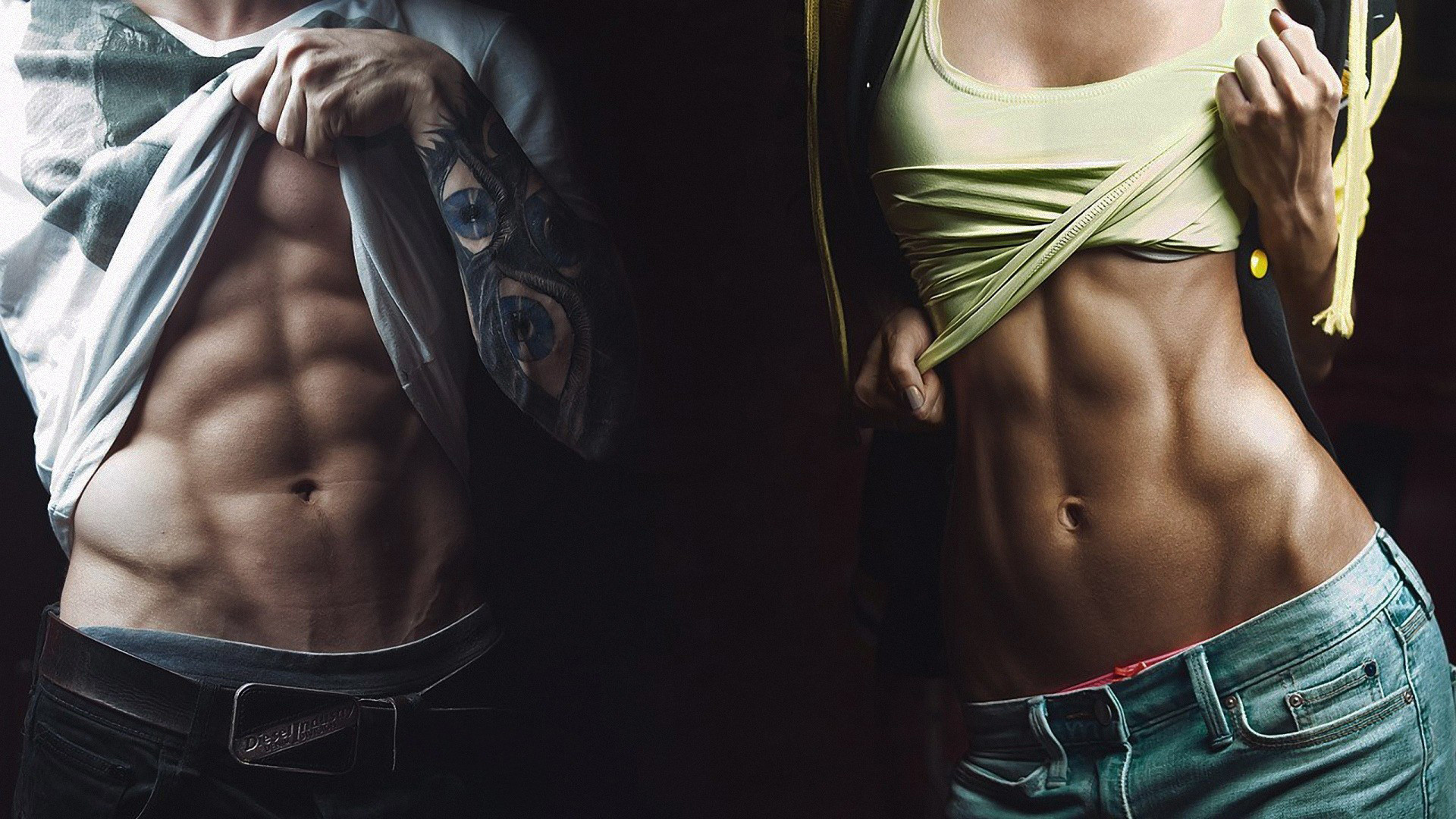 1920x1080 Girl and Boy, Abs Muscular