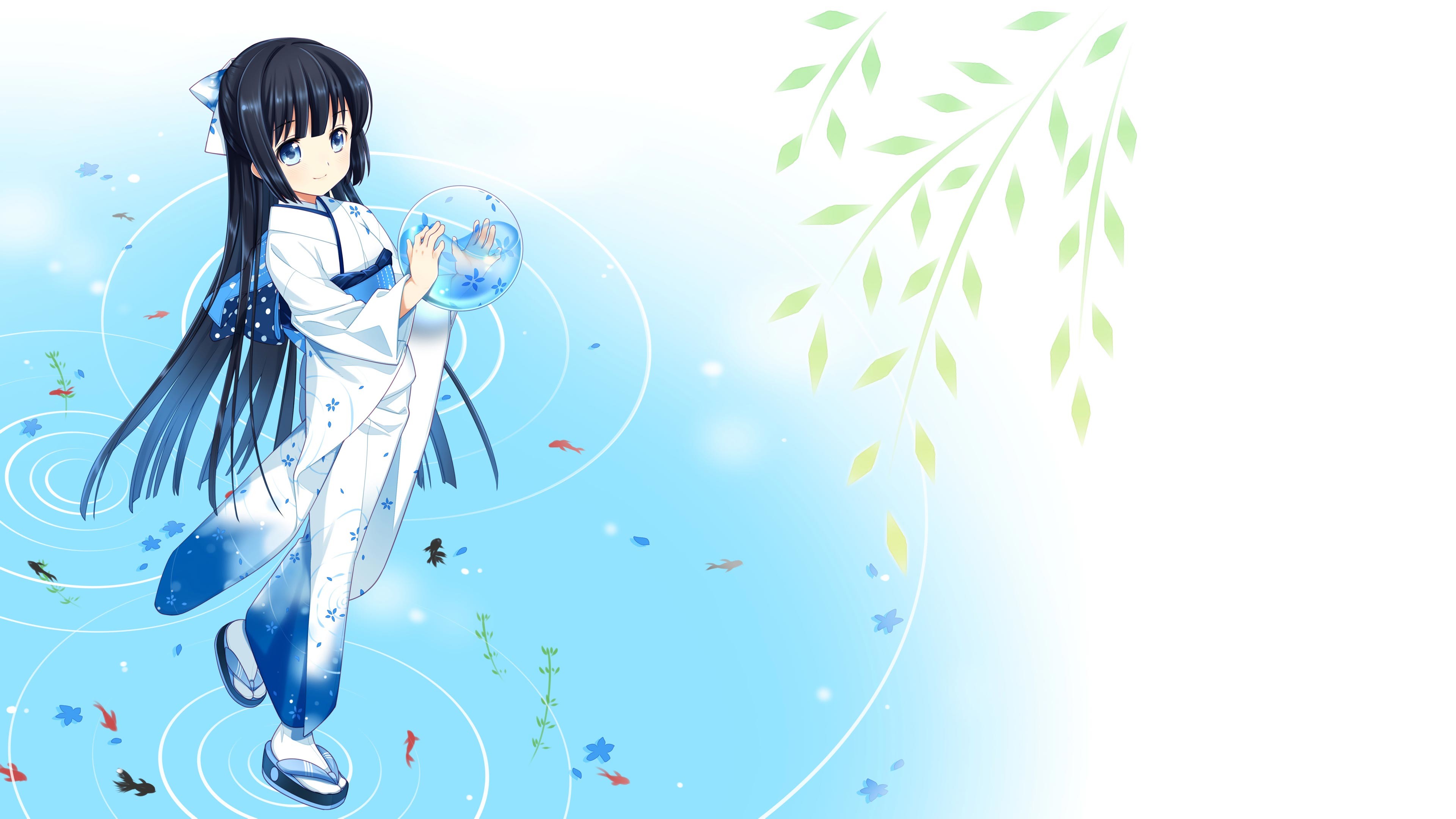 3840x2160 Wallpaper Umbrella Little Panda Cute Girl Anime x