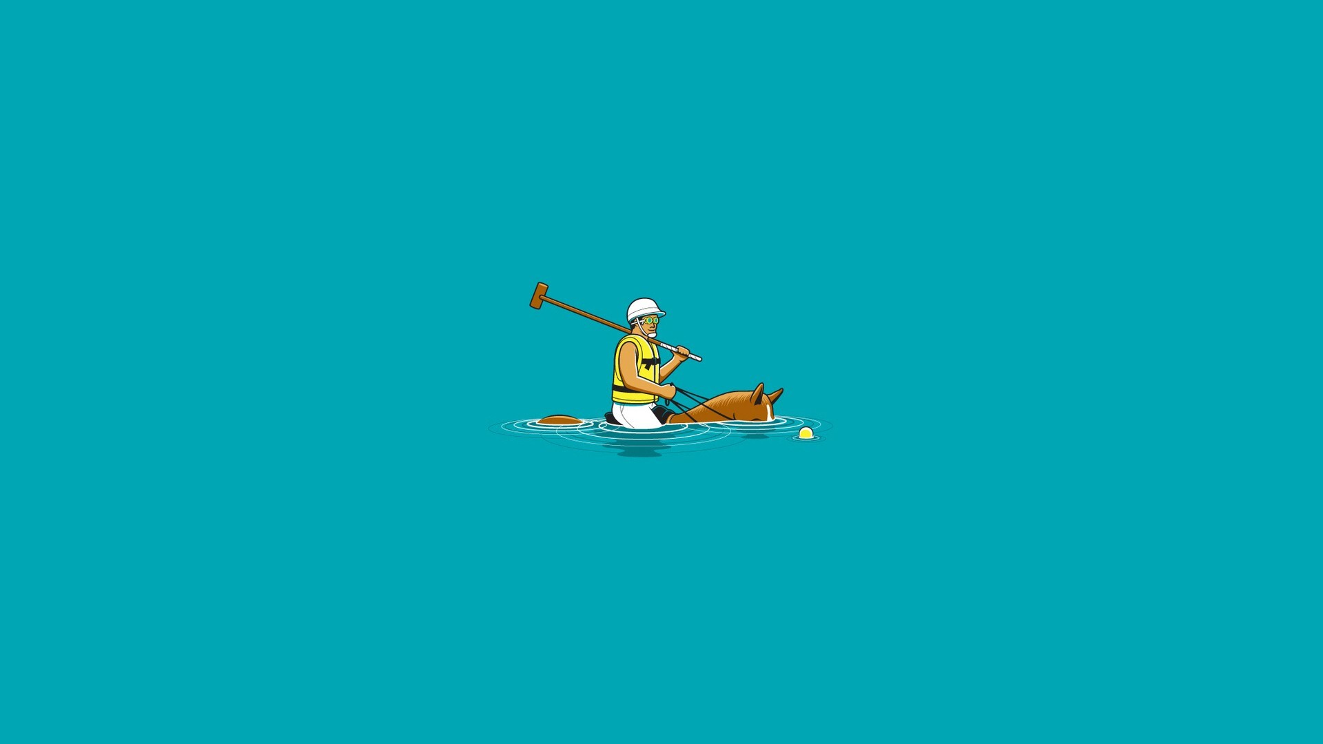 1920x1080 minimalism, Humor, Horse, Sports, Polo, Water, Ball, Drown, Blue Background  Wallpapers HD / Desktop and Mobile Backgrounds