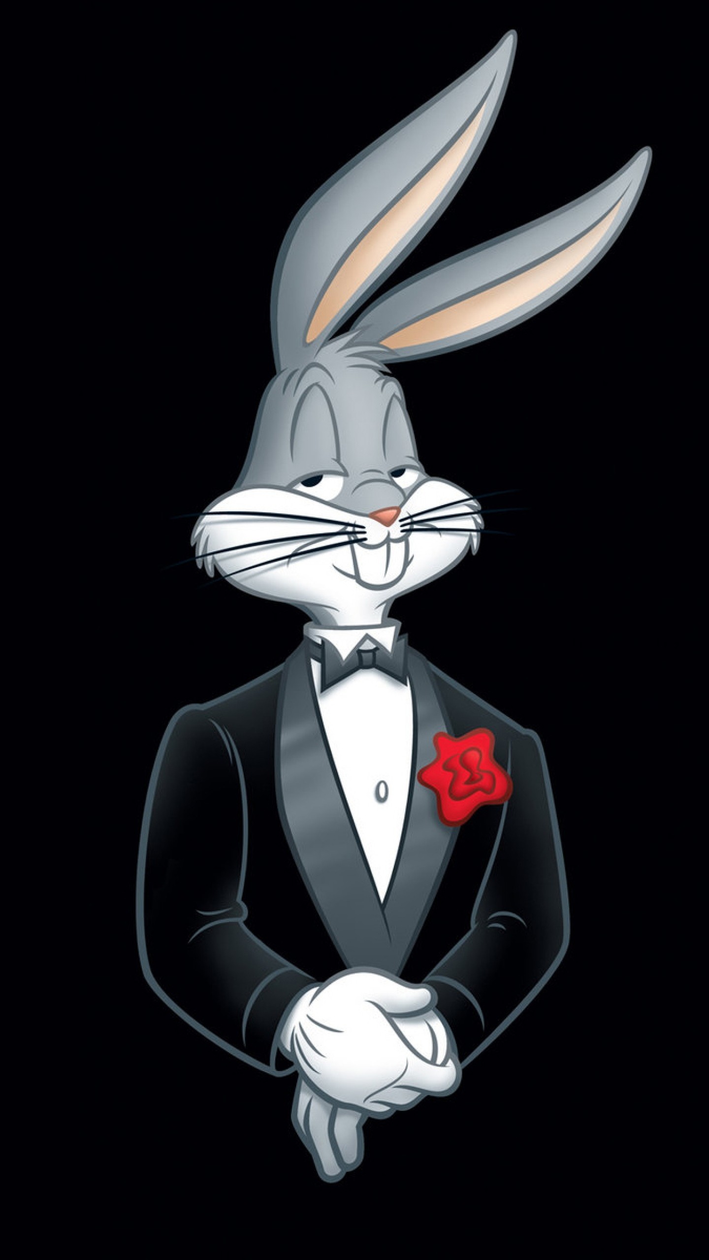 1440x2560  Wallpaper looney tunes, bugs bunny, rabbit, tuxedo, flower
