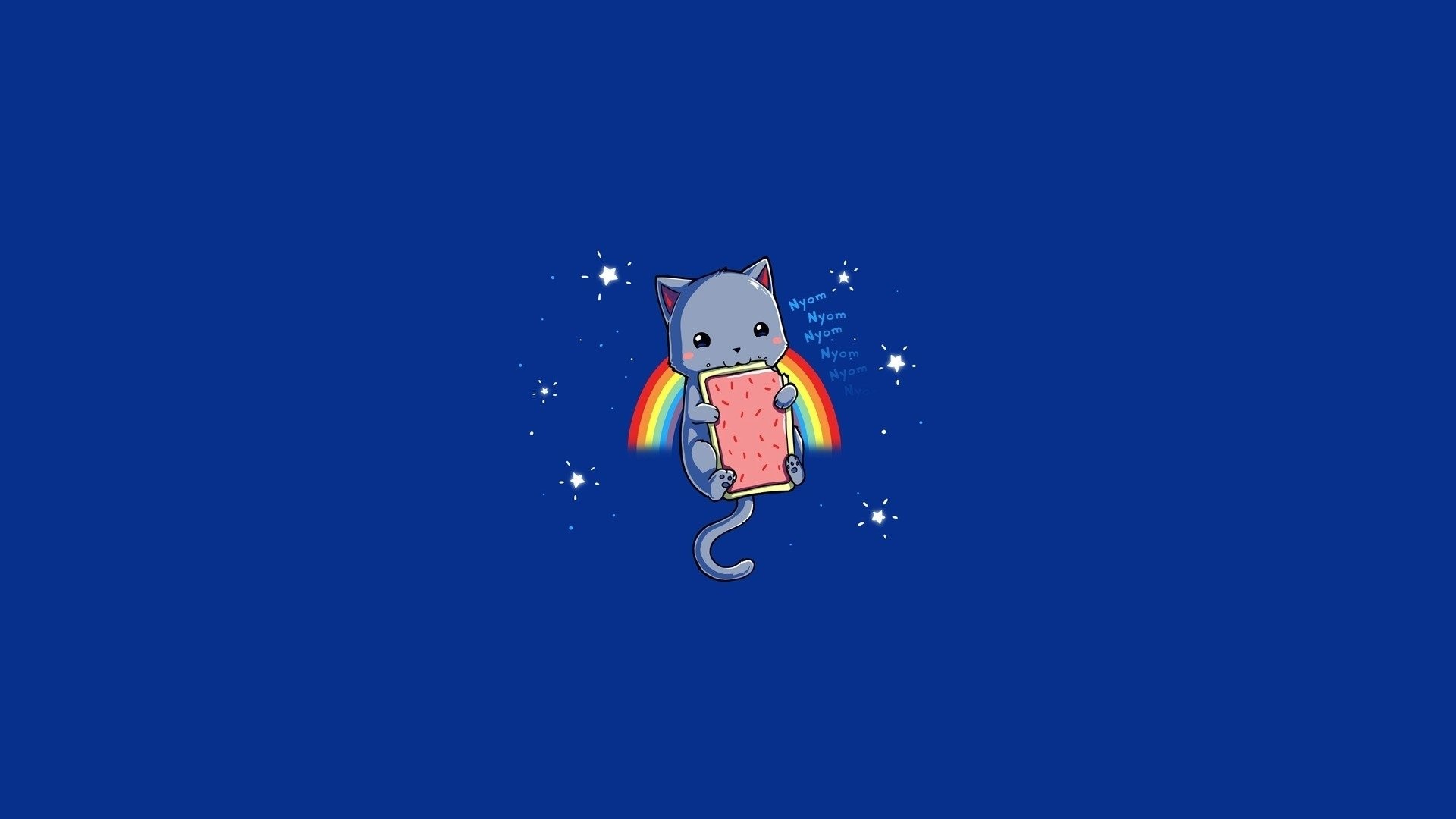 1920x1080 Cartoon - Nyan Cat Rainbow Blue Meme Wallpaper