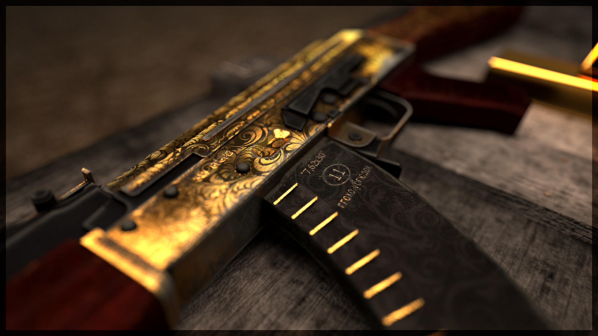 Gold Guns Wallpaper Ak 47.
