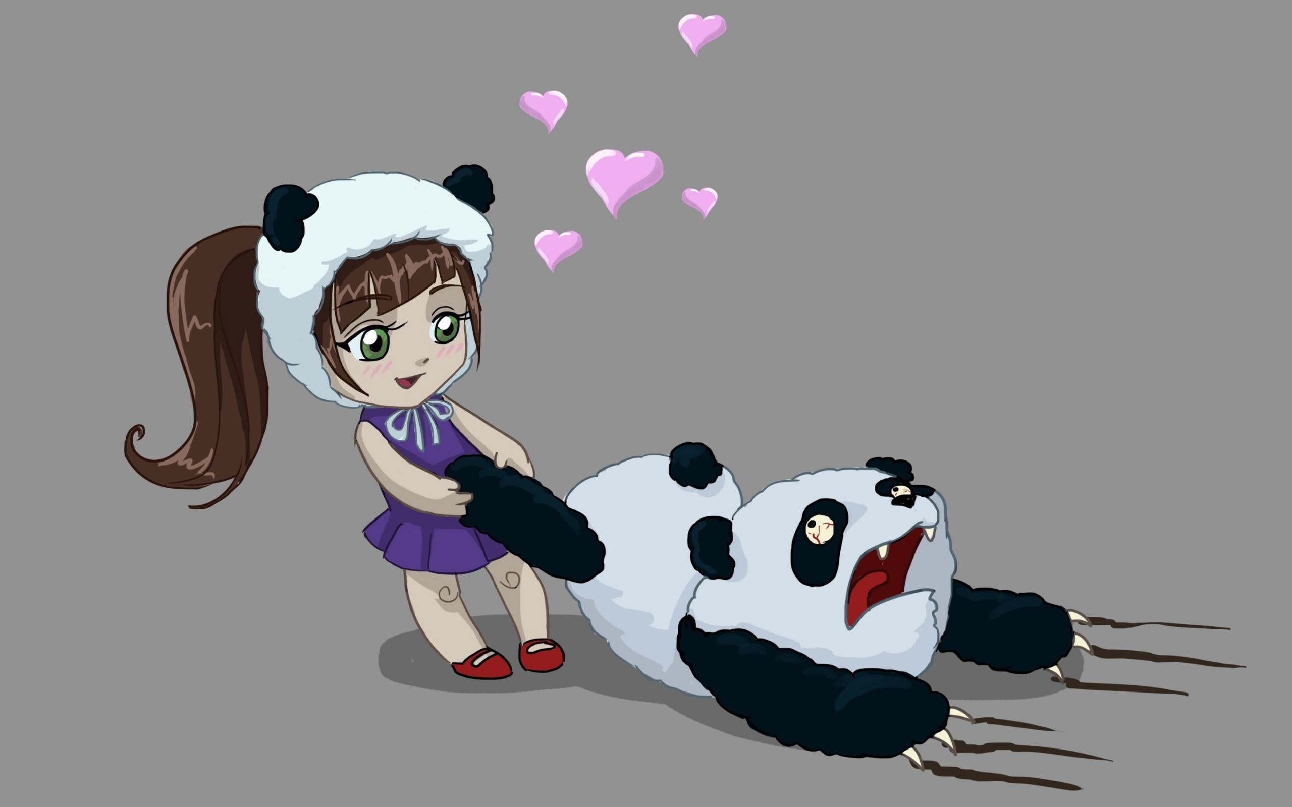 2560x1600 Funny Girl Love Panda
