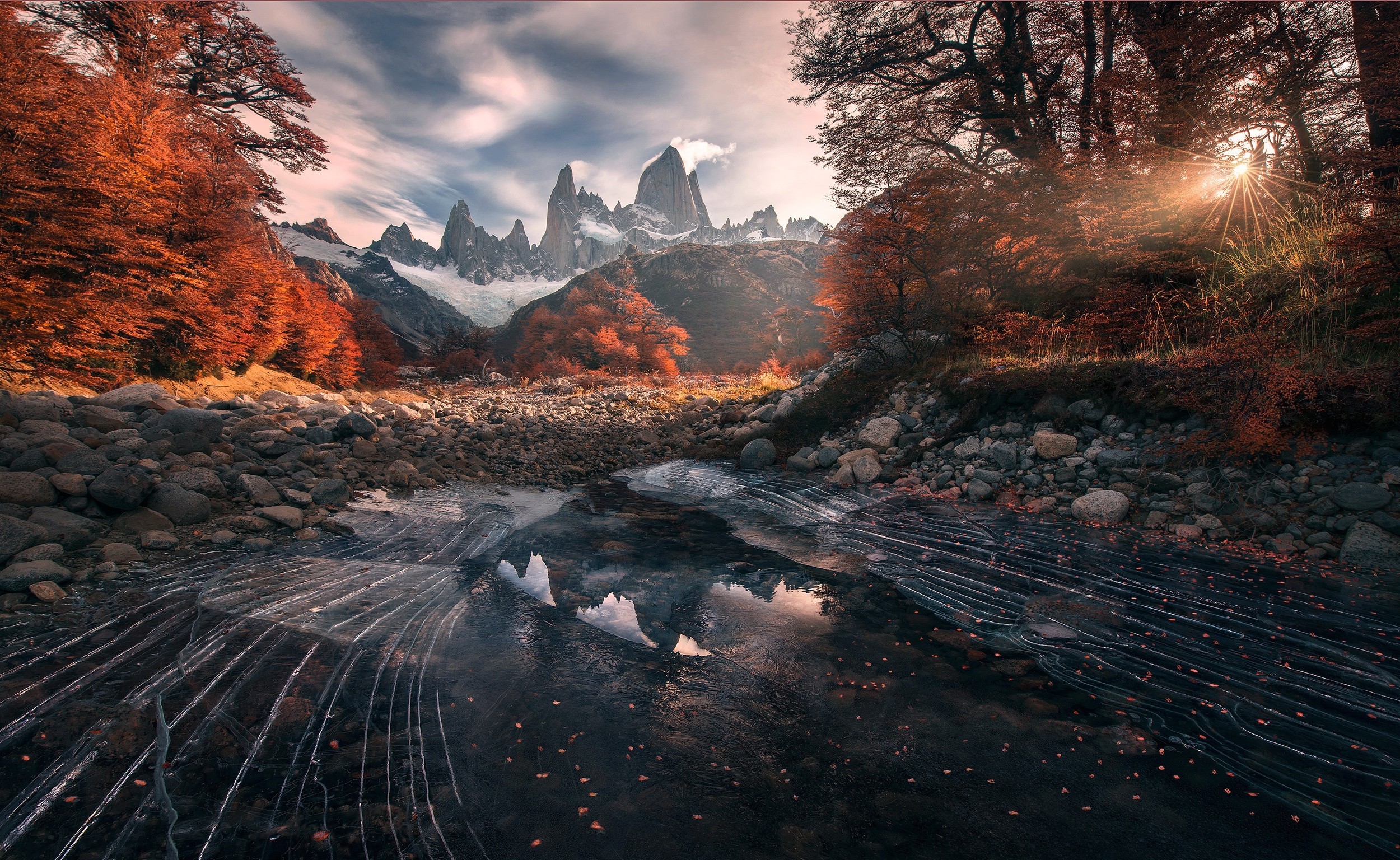 2500x1536 photography, Nature, Landscape, Fall, Mountains, Trees, Pond, Reflection, Â·  Argentina ...