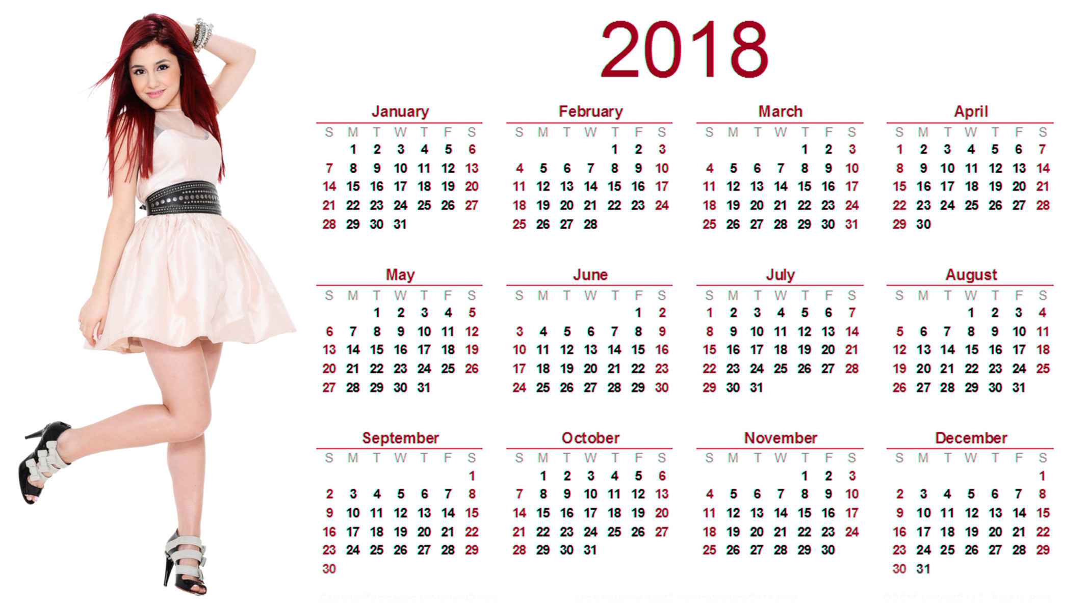 2134x1200 Cute Girl 2018 Calendar Wallpaper 27528