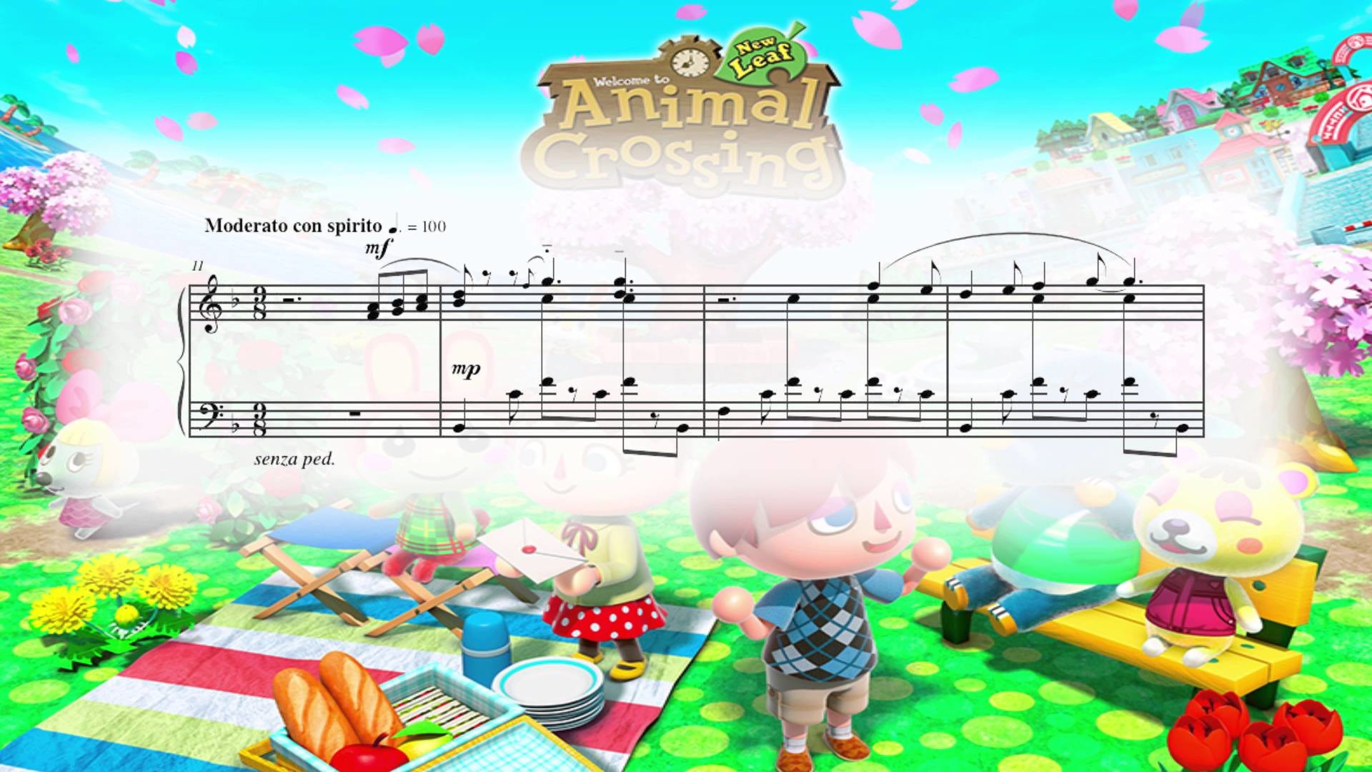 1920x1080 Animal Crossing: New Leaf - Main Theme (Piano Sheet Music)