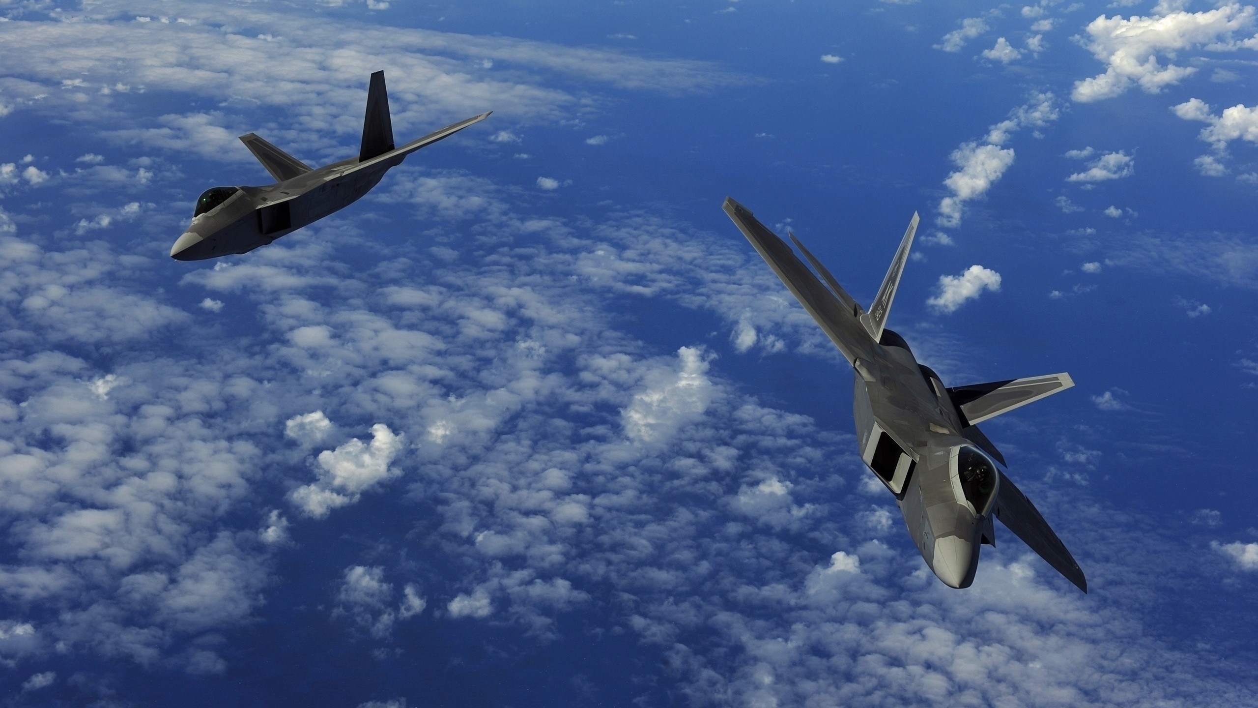 2560x1440 Two F-22 Raptor Aircraft