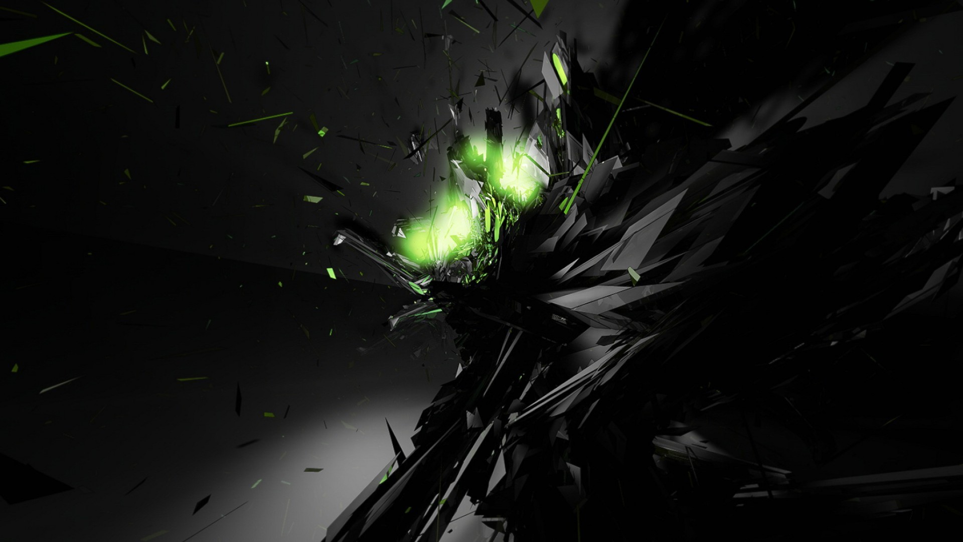 1920x1080 Dark Explode Abstract With Black And Neon Wallpaper