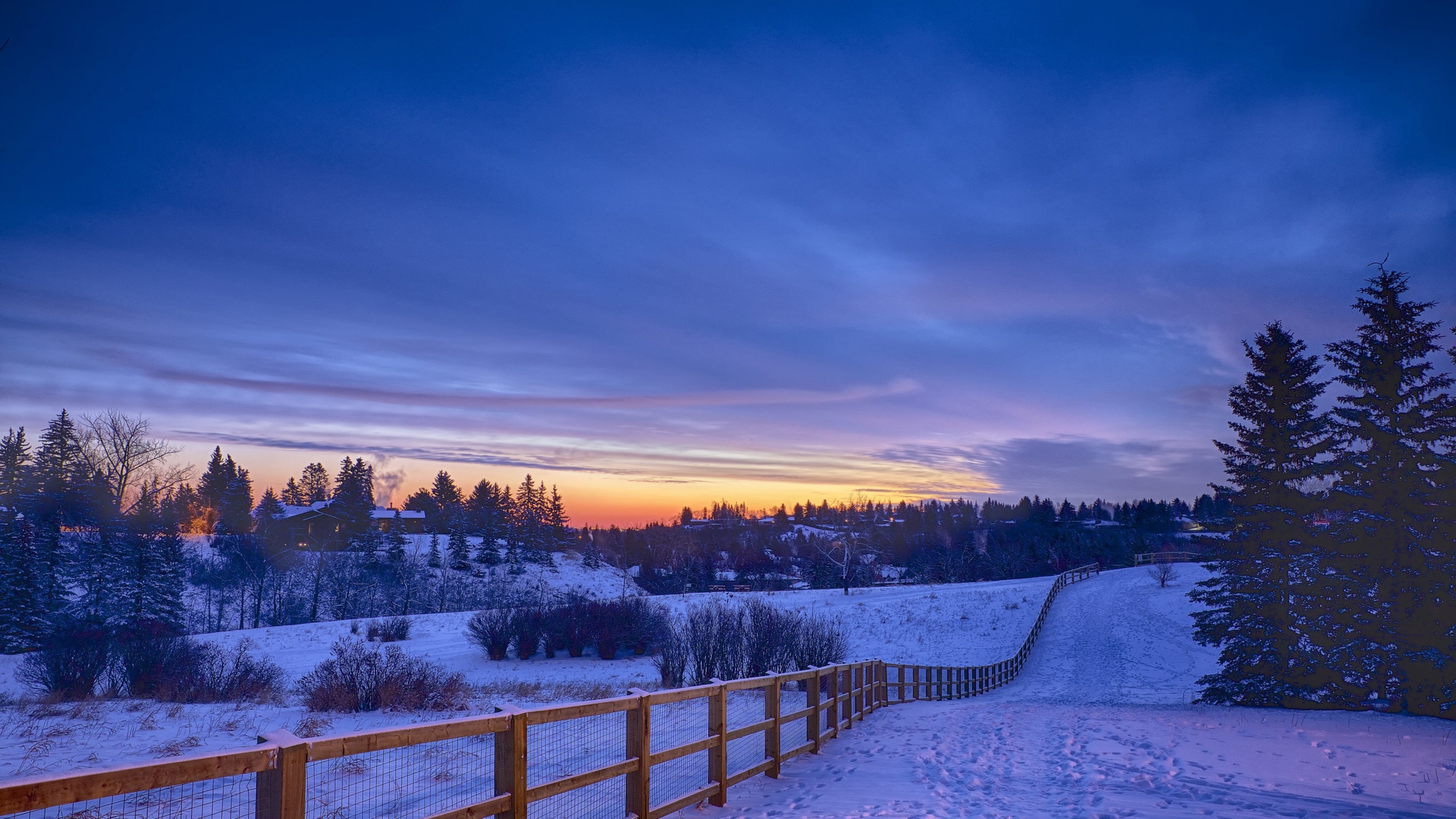 3840x2160 Snow Landscape Winter Wallpaper For Desktop 4K Resolution