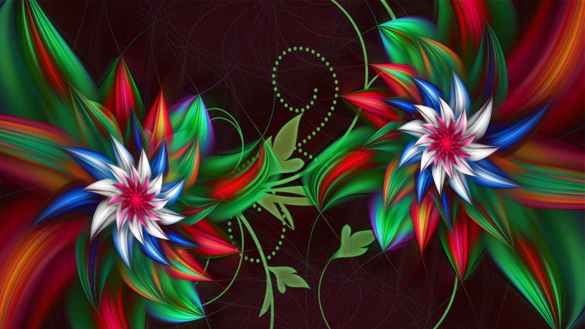 1920x1080 Preview wallpaper 3d, abstract, fractal, flowers 