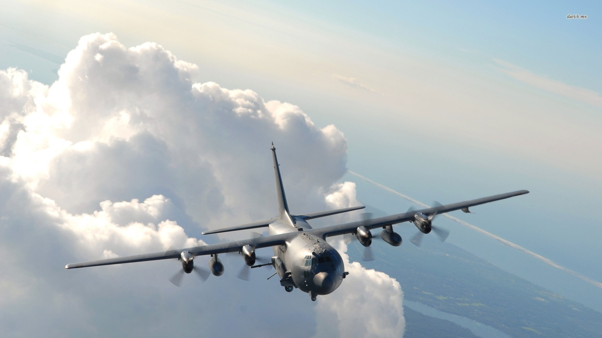 1920x1080 51672 lockheed ac 130 rushing from the fluffy clouds 1920Ã1080 aircraft  wallpaper
