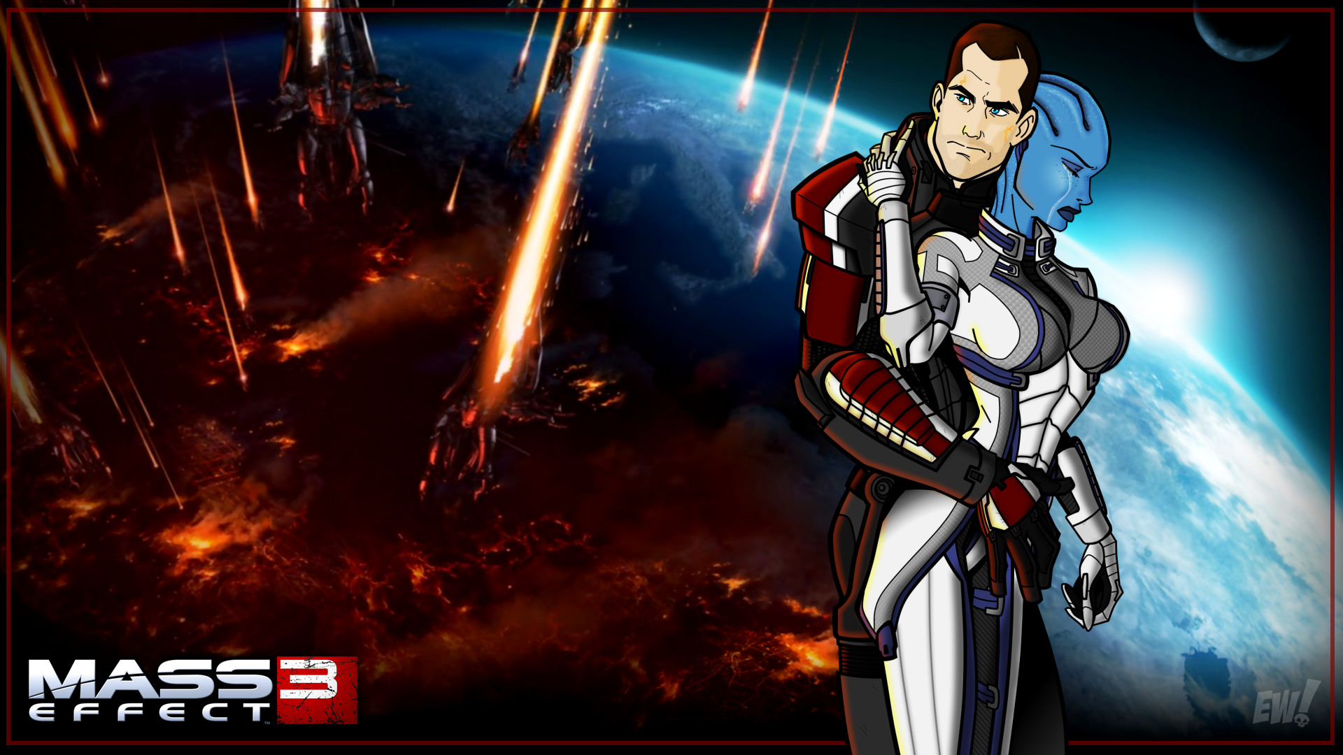 1920x1080 Video Game - Mass Effect 3 Commander Shepard Liara T'Soni Wallpaper