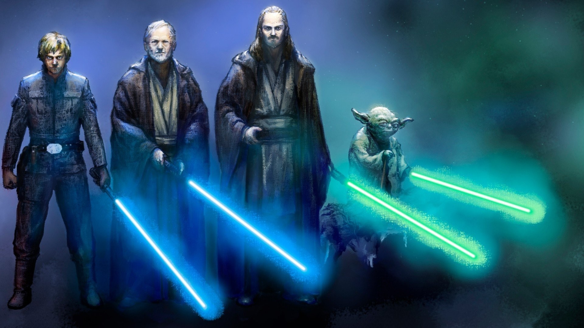 1920x1080 Jedi Star Wars Episode V - The Empire Strikes Back Lightsabers Yoda