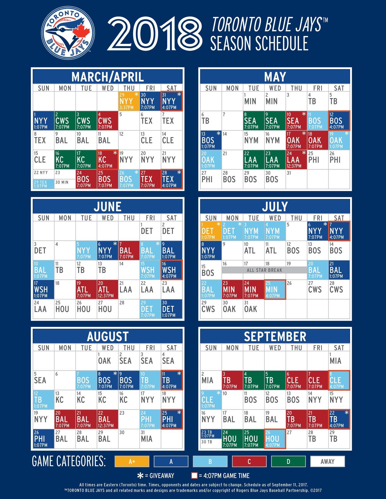 1583x2048 Toronto Blue Jays 2018 Schedule (1583Ã2048)