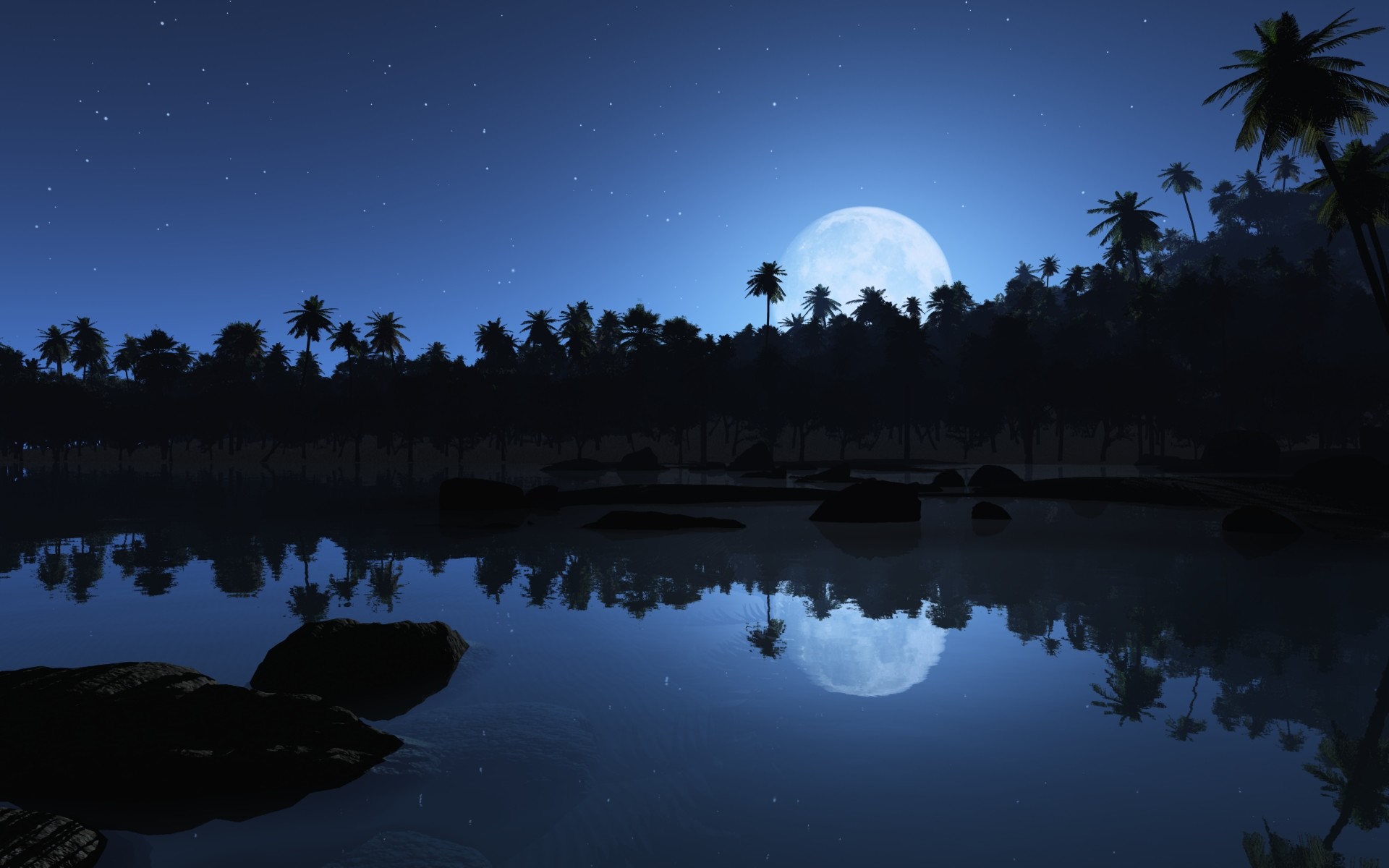 1920x1200 Full Moon Blue Night Wallpaper In Resolution Free Wallpapers .