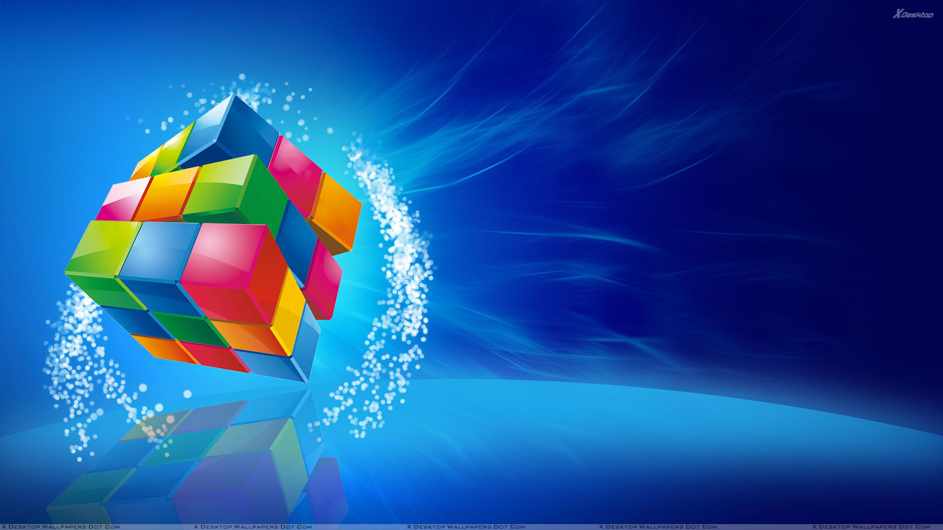 1920x1080 Color Cube On Blue Background Wallpaper